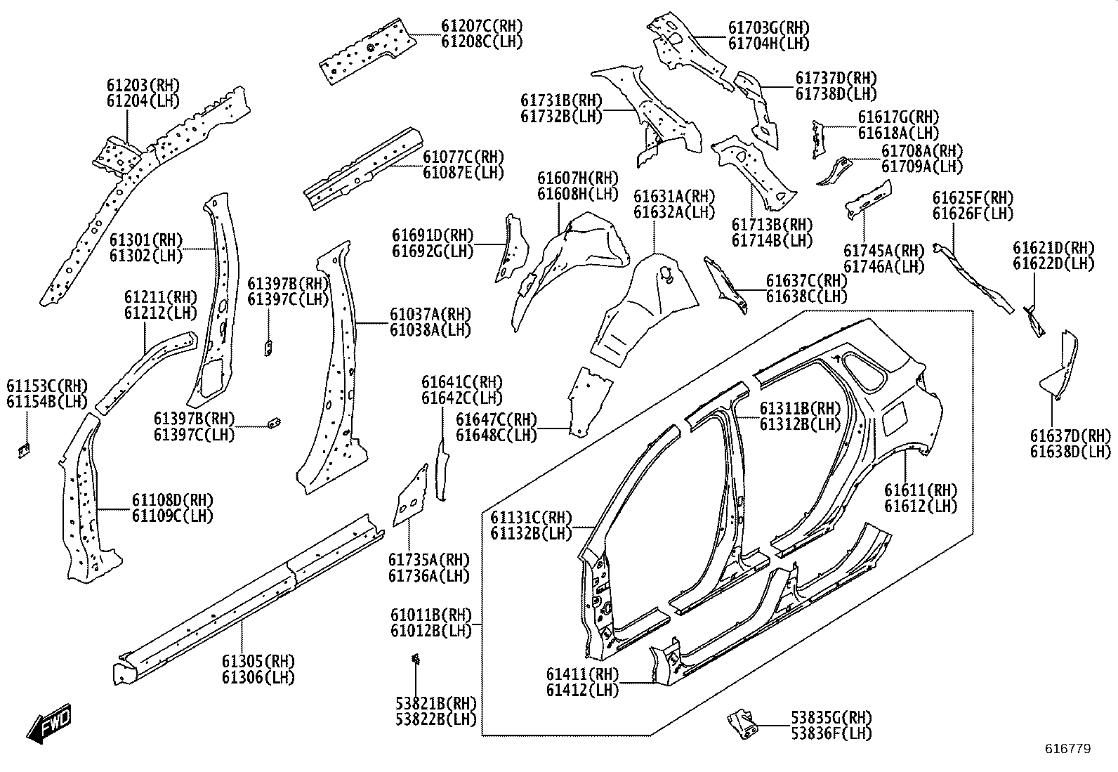 62622-WC003 TROUGH, BACK DOOR OPENING, LH product image
