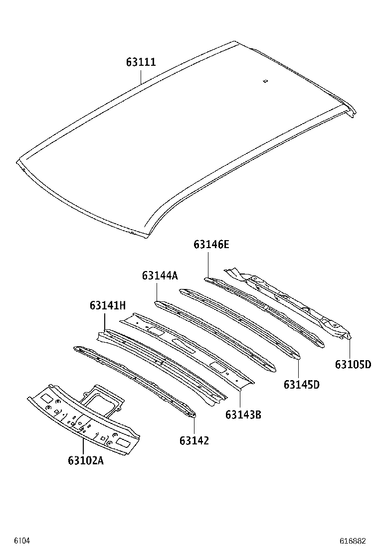 63102-BZ020 PANEL SUB-ASSY, WINDSHIELD HEADER product image