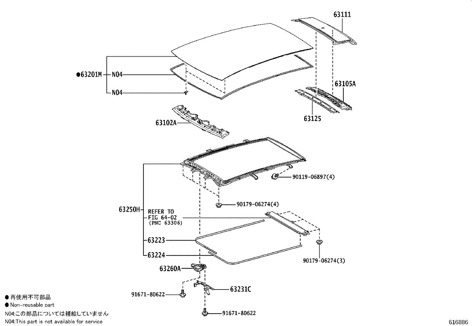 63460-78020 RACK ASSY, ROOF, RH product image
