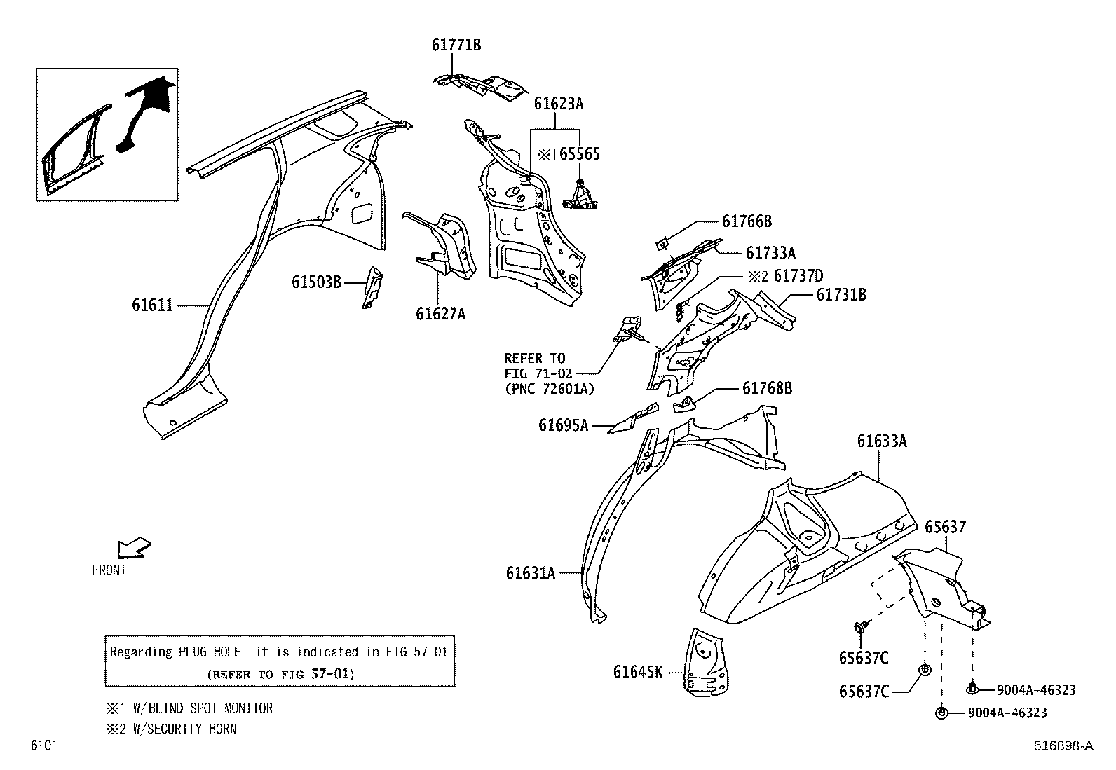 Toyota 61612-BZ520 PANEL, QUARTER, LH