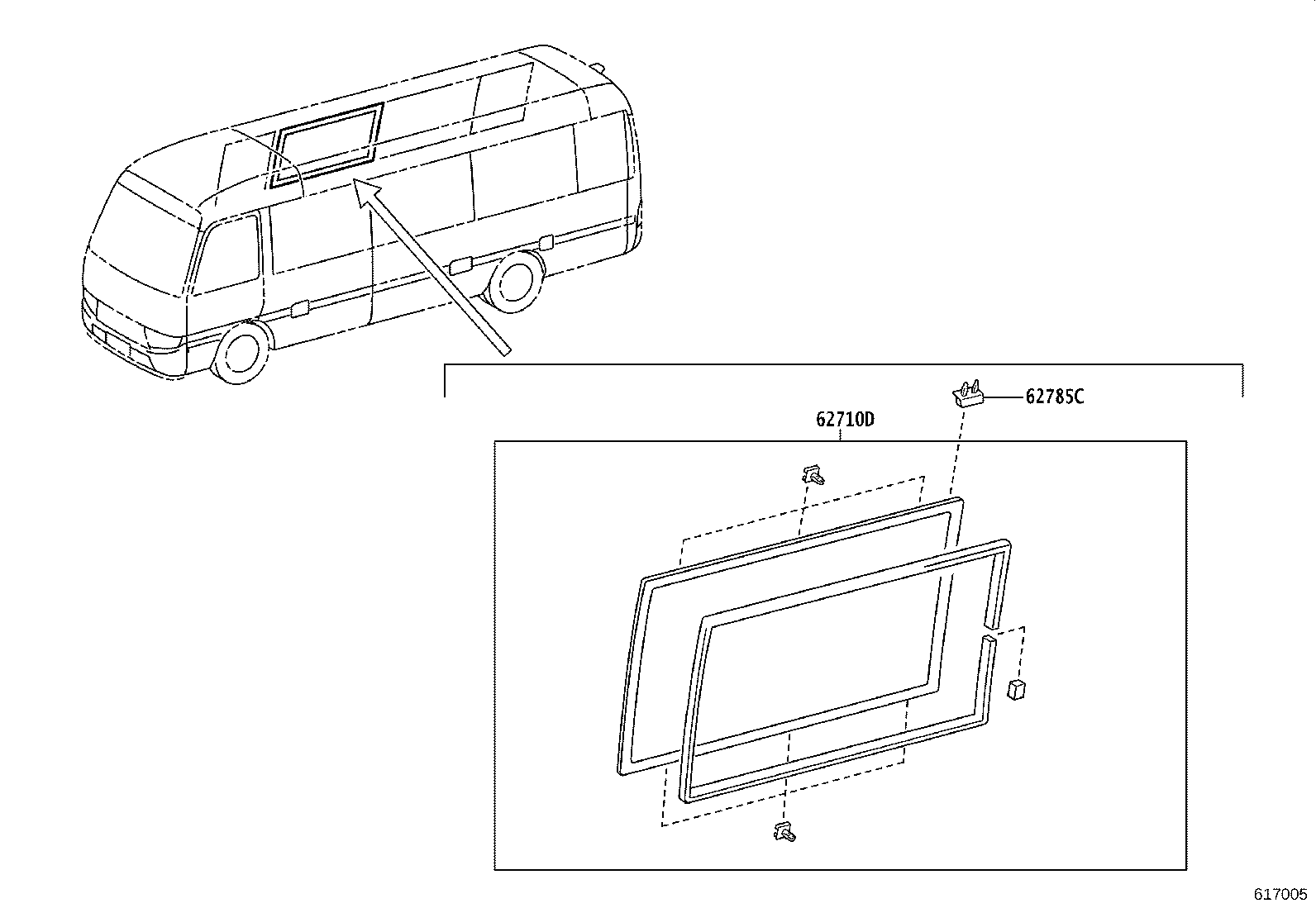 62071-0S070 GLASS SUB-ASSY, SIDE FRONT WINDOW, RH product image