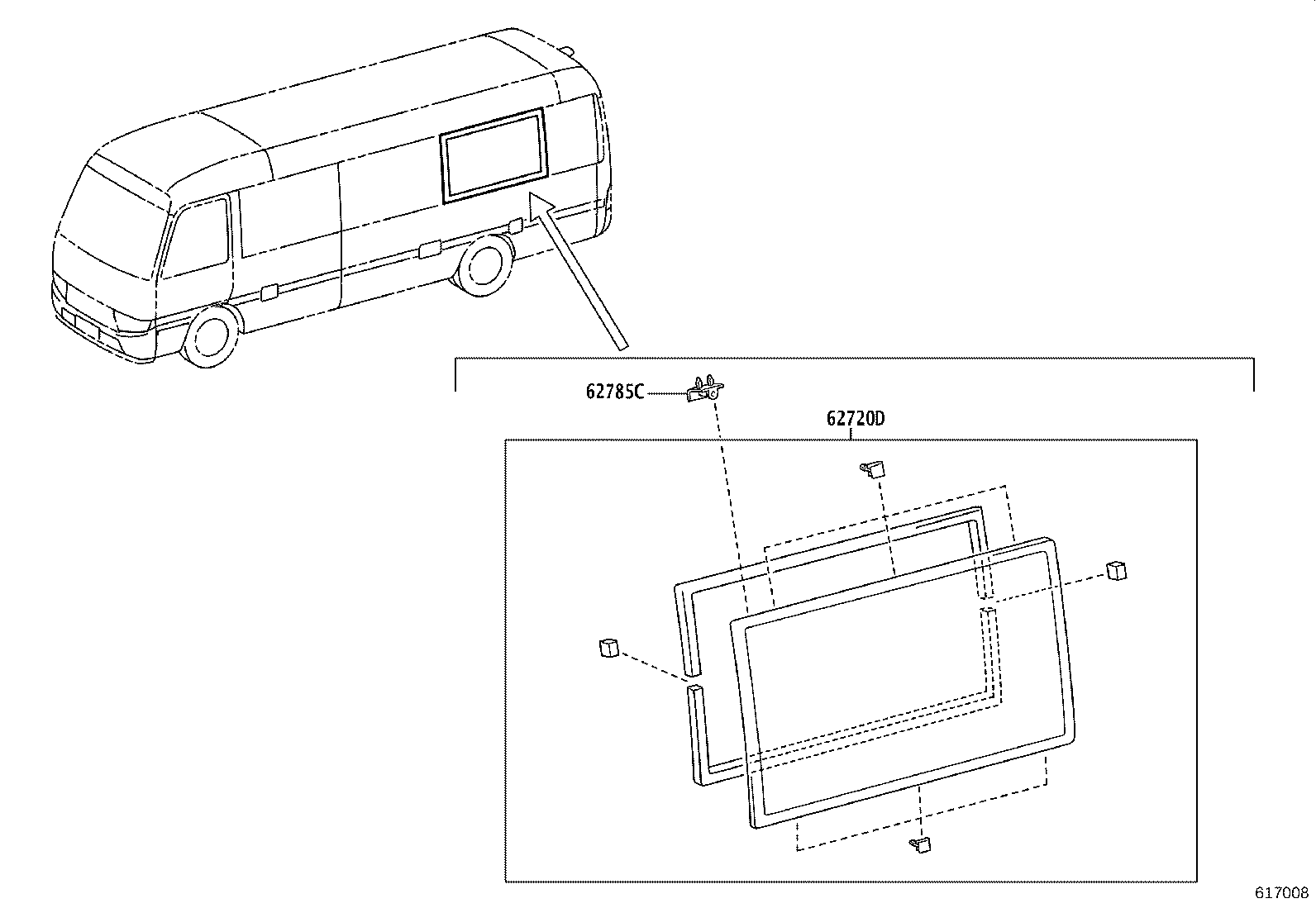62071-0S070 GLASS SUB-ASSY, SIDE FRONT WINDOW, RH product image