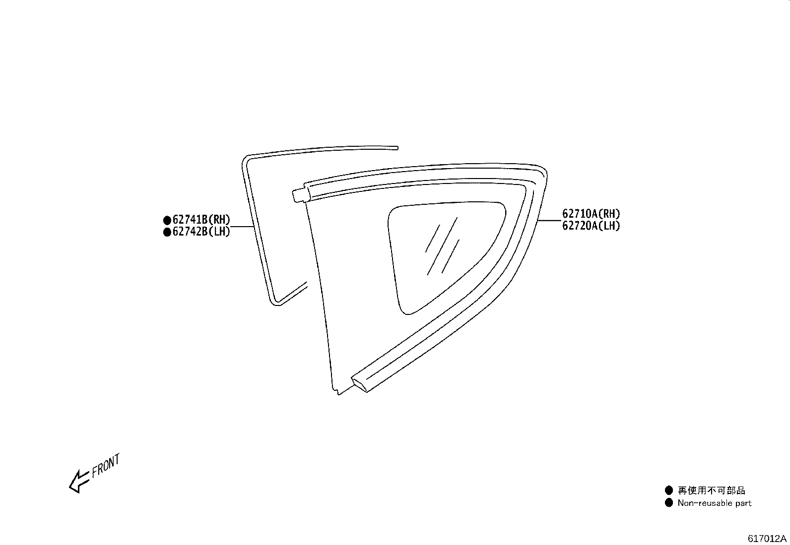 Toyota SU003-G0037 WINDOW ASSY, QUARTER, LH