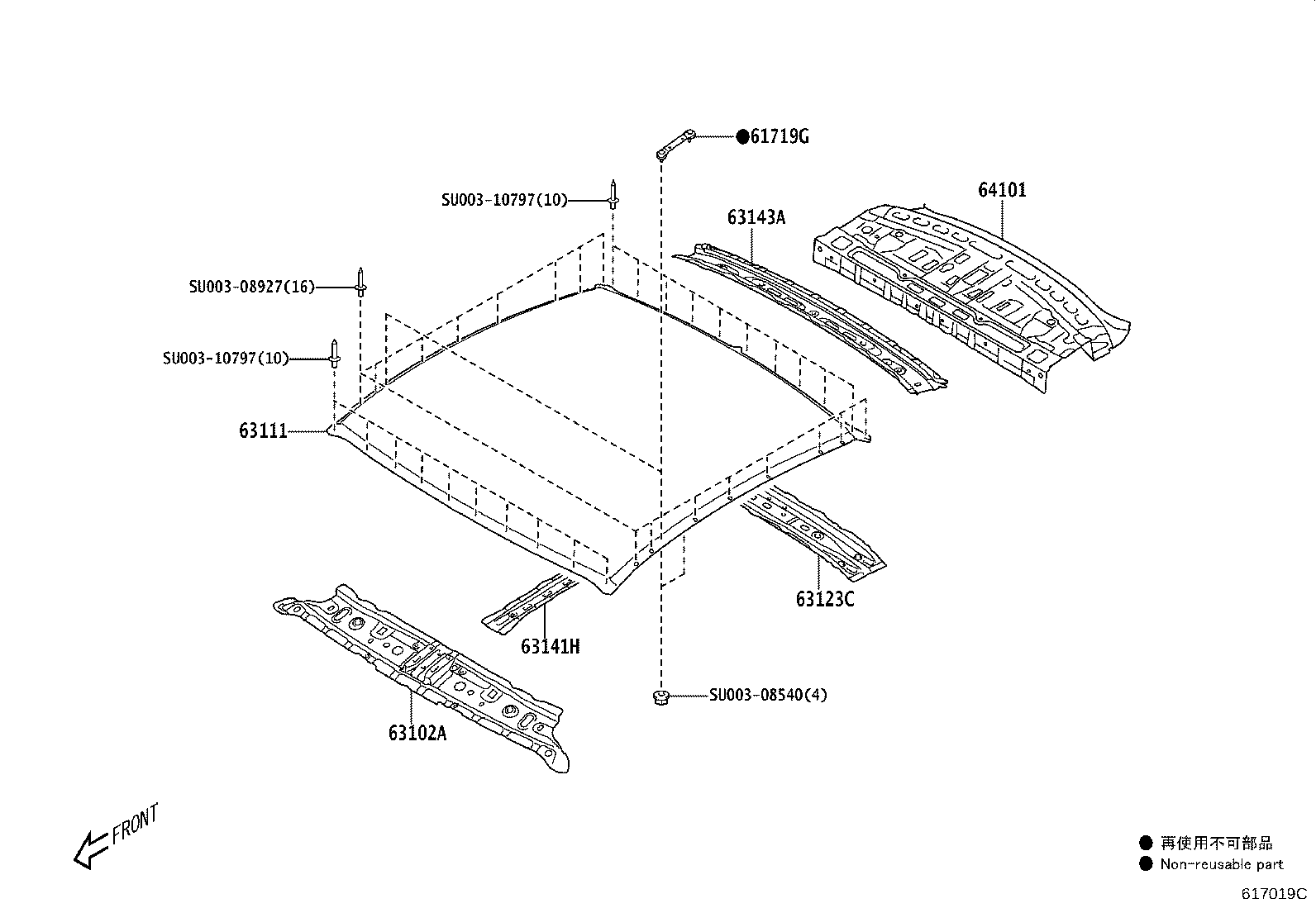 Toyota SU003-12347 PANEL, ROOF