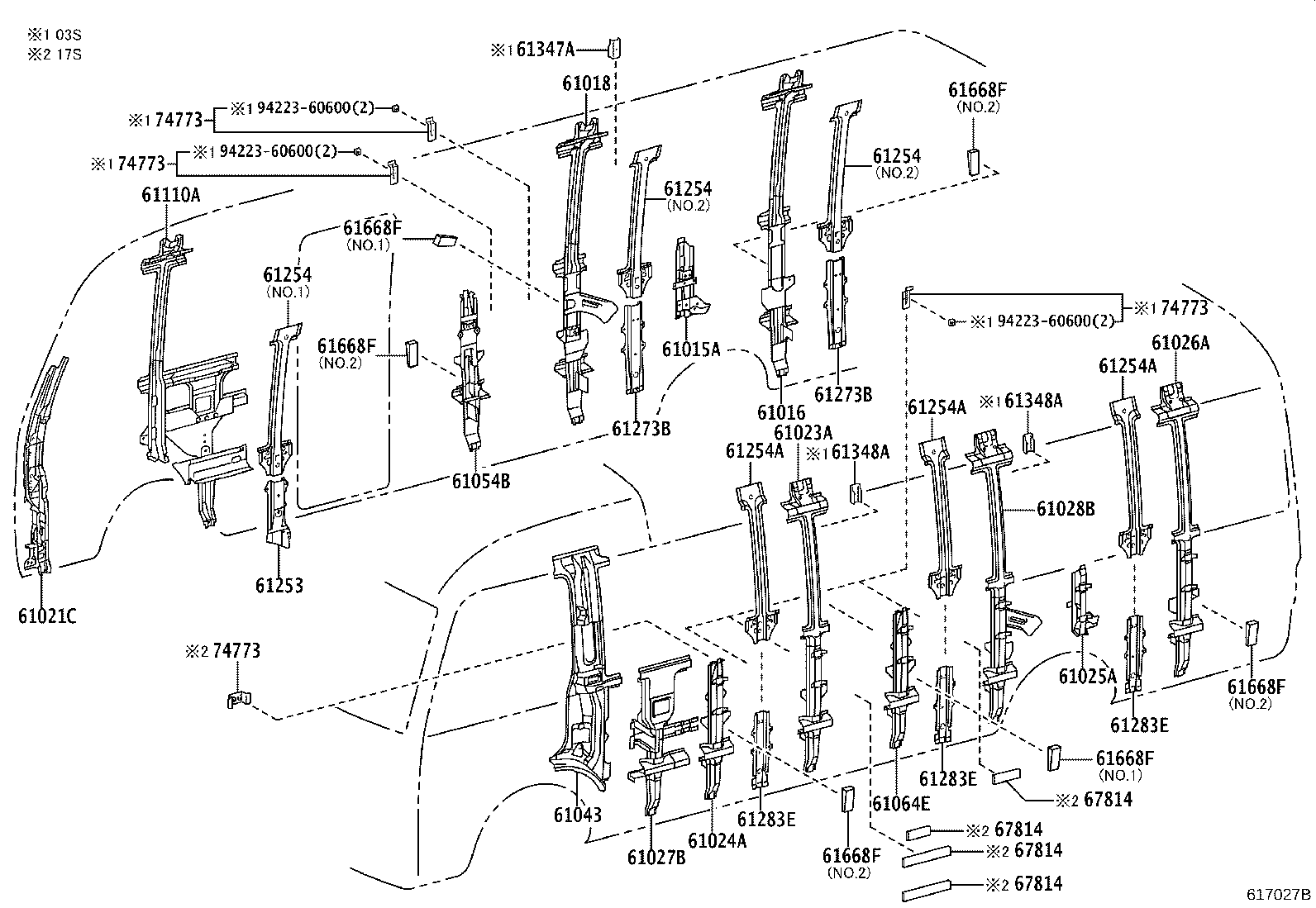 61024-0S020 PILLAR SUB-ASSY, NO.4 LH product image