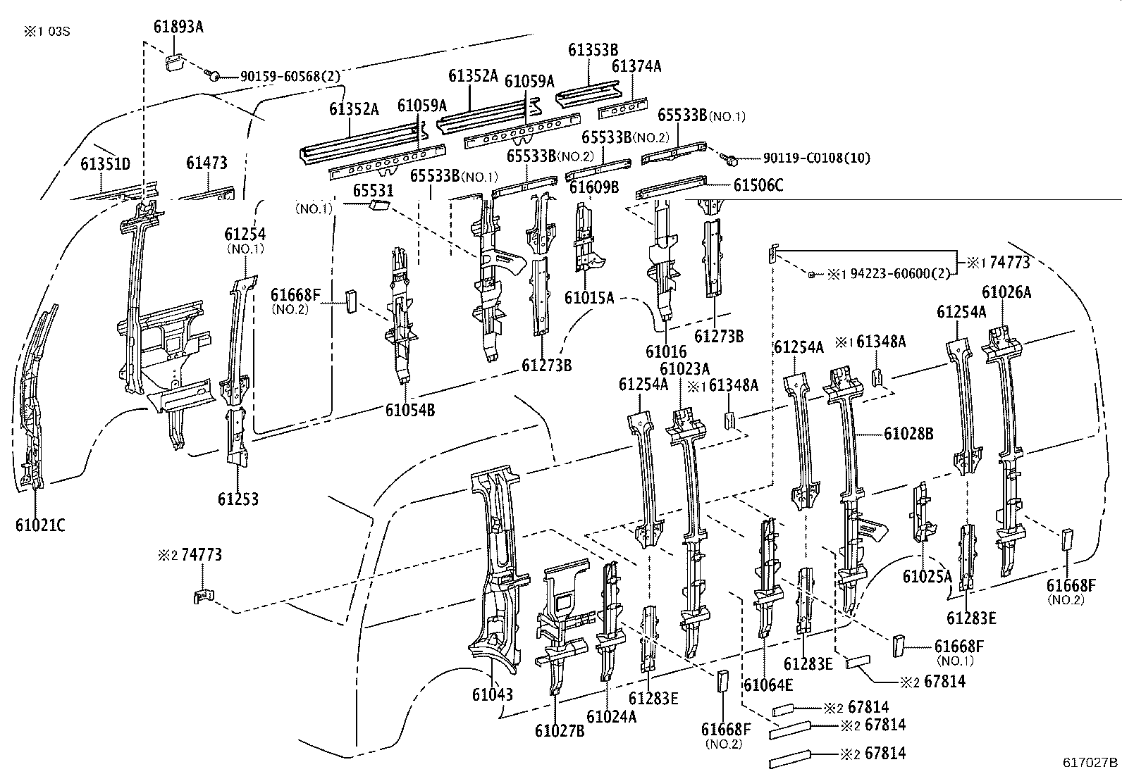 61024-0S020 PILLAR SUB-ASSY, NO.4 LH product image