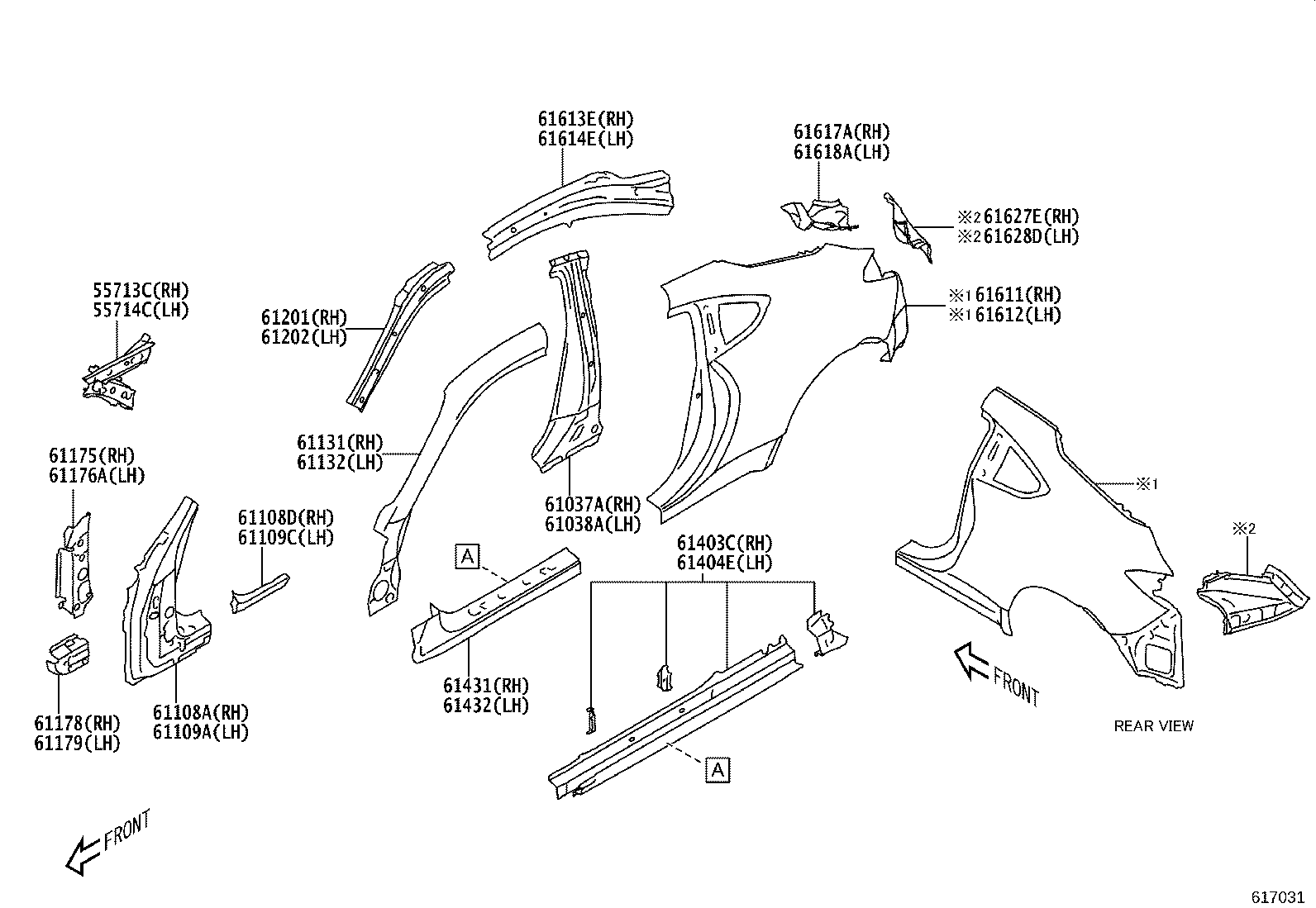 SU003-10656 REINFORCEMENT SUB-ASSY, FRONT PILLAR, LOWER RH product image