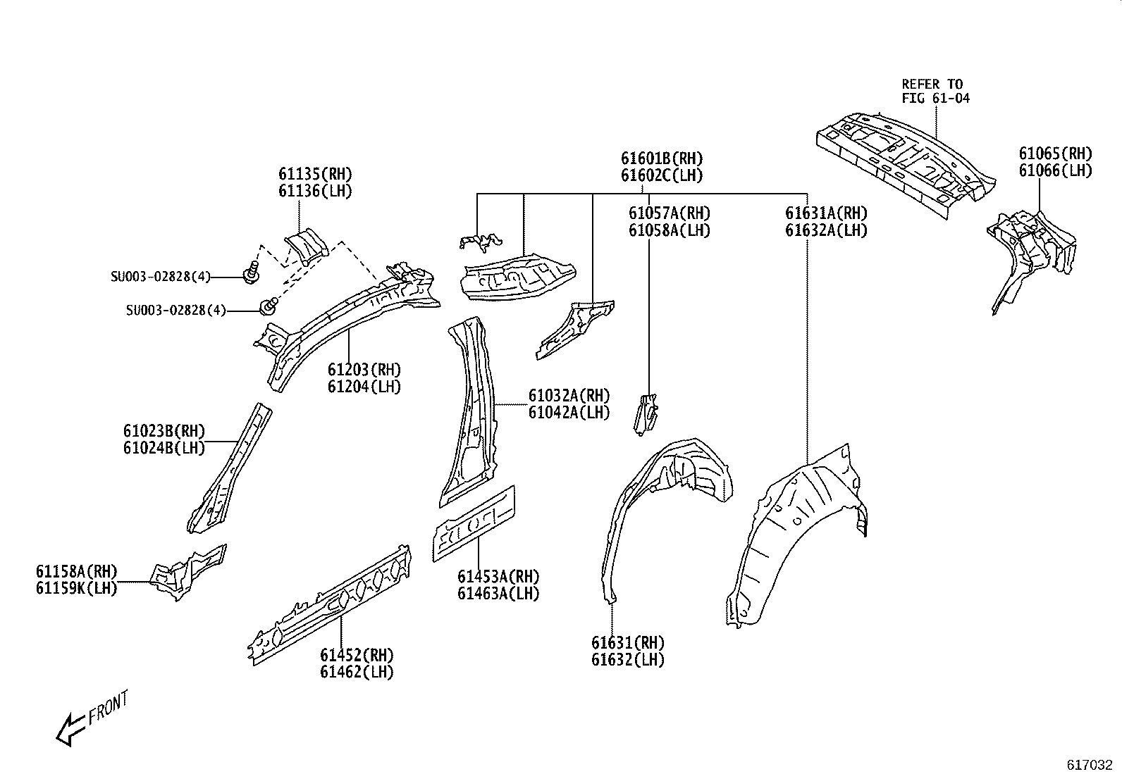 SU003-10656 REINFORCEMENT SUB-ASSY, FRONT PILLAR, LOWER RH product image