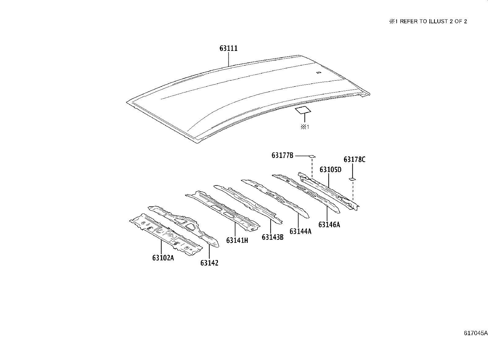 63141-52220 REINFORCEMENT, ROOF PANEL, CENTER product image