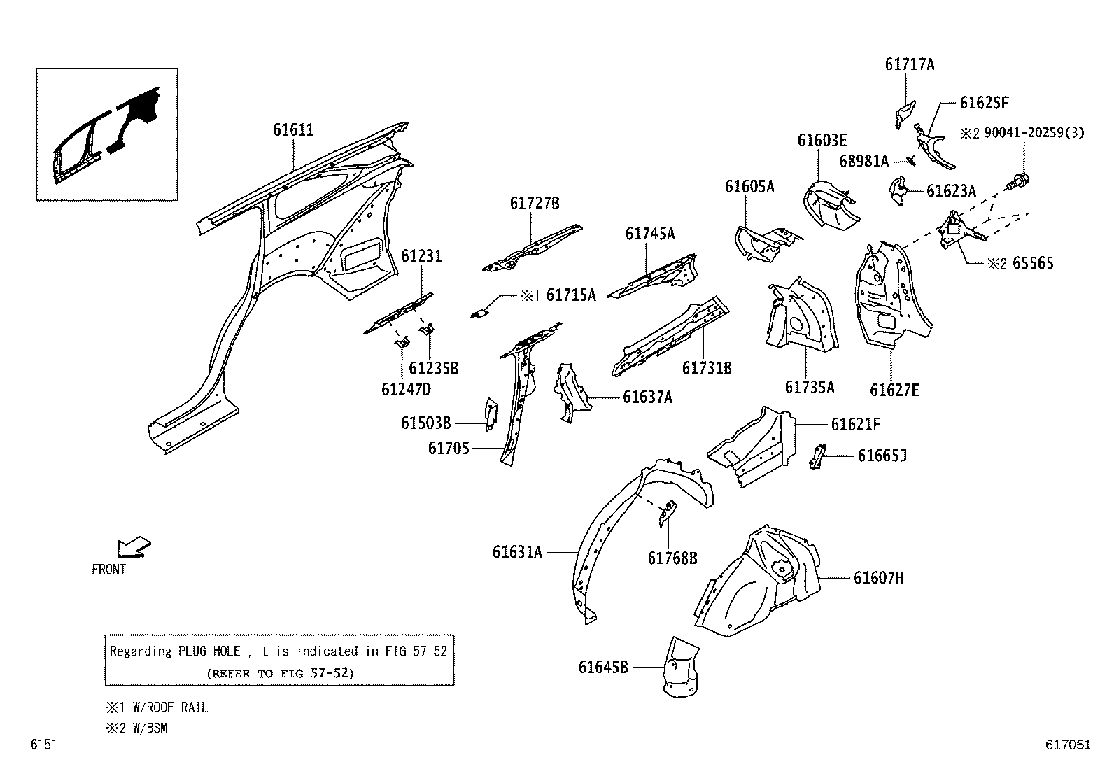 61311-BZ360 PILLAR, CENTER BODY, OUTER RH product image