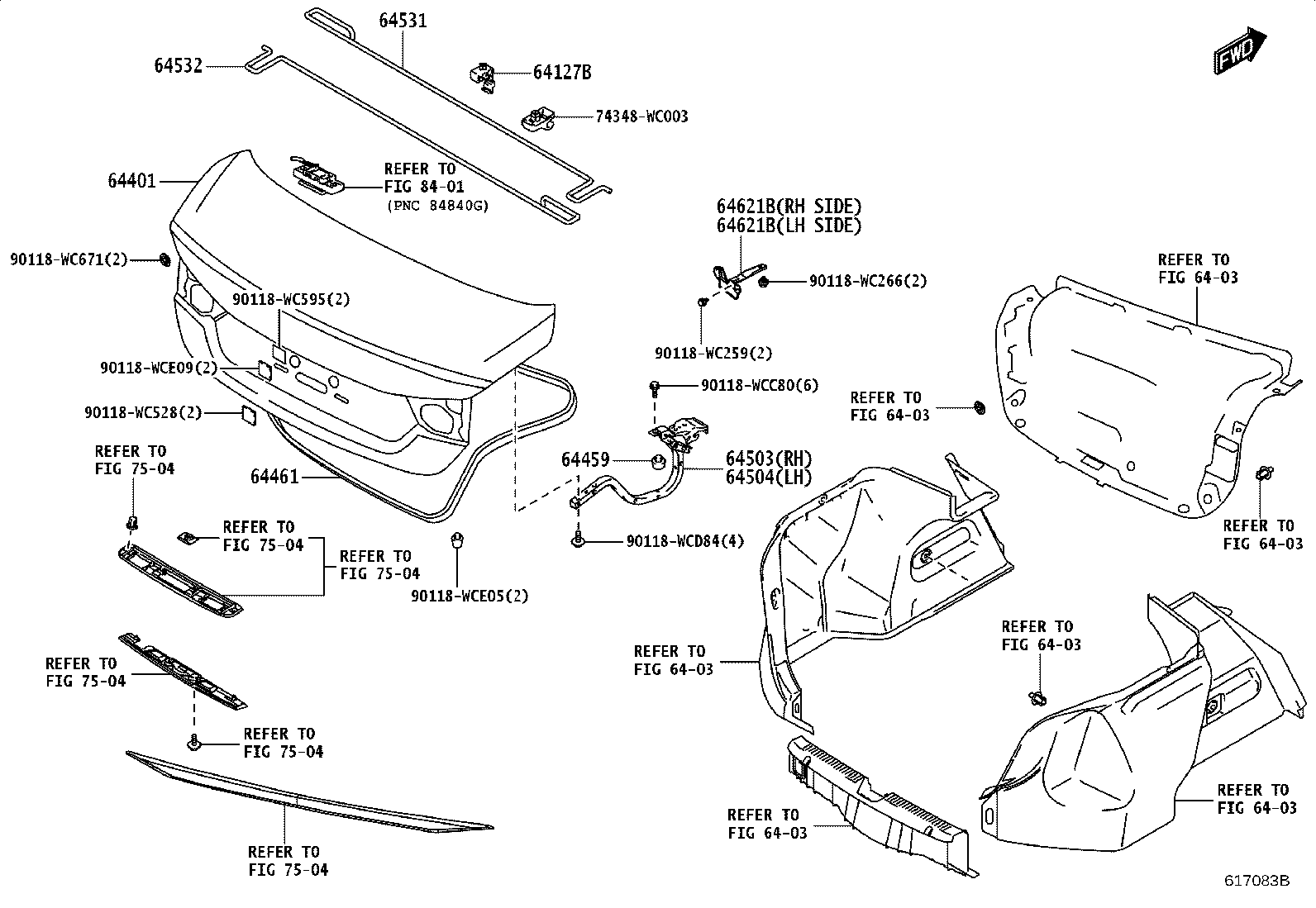 64531-WC002 BAR, LUGGAGE DOOR HINGE TORSION, RH product image
