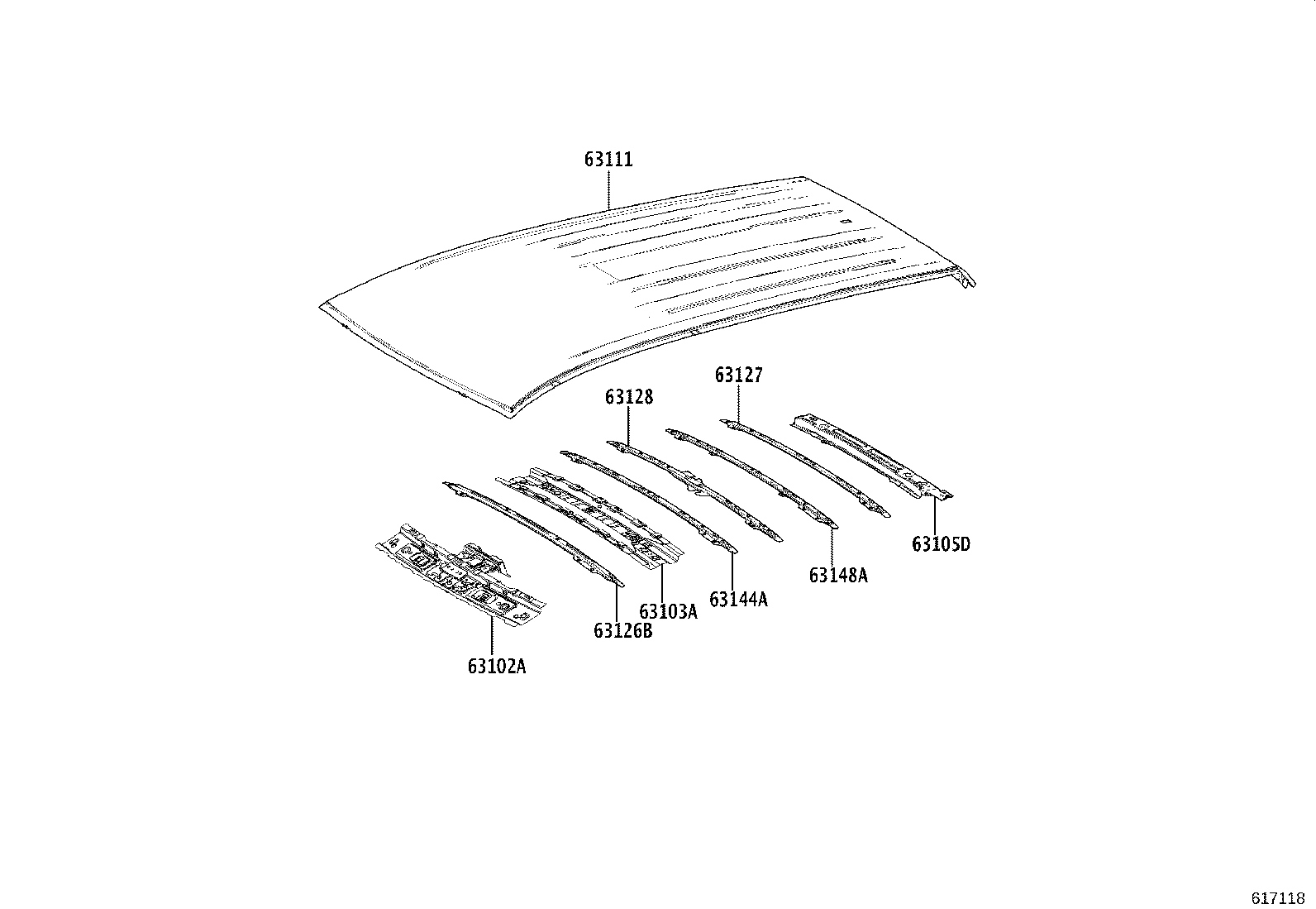 63102-0A080 PANEL SUB-ASSY, WINDSHIELD HEADER product image