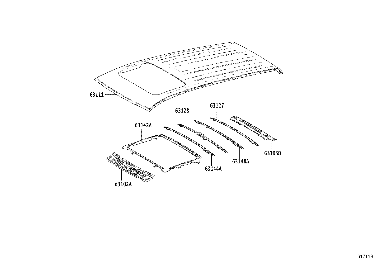 63102-0A080 PANEL SUB-ASSY, WINDSHIELD HEADER product image
