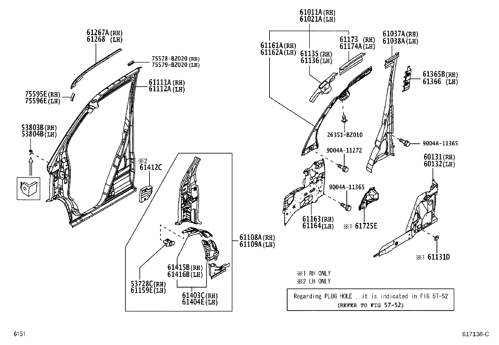 61202-BZ080 RAIL SUB-ASSY, ROOF SIDE, LH product image
