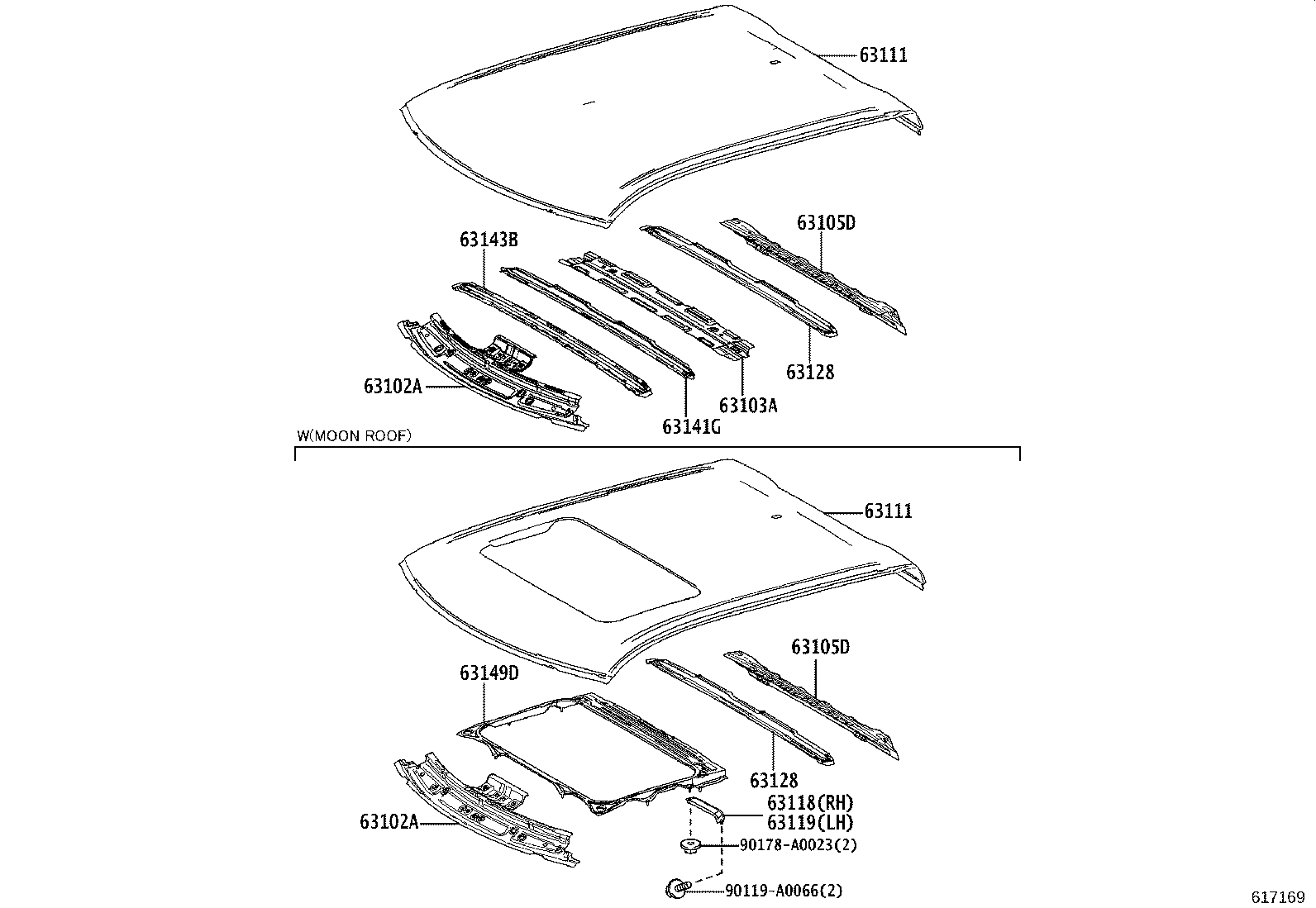 63241-0C030 BRACKET, SLIDING ROOF HOUSING FRONT MOUNTING, RH product image