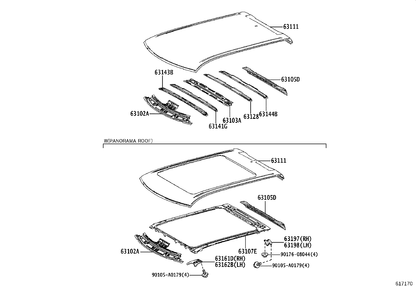 63241-0C030 BRACKET, SLIDING ROOF HOUSING FRONT MOUNTING, RH product image