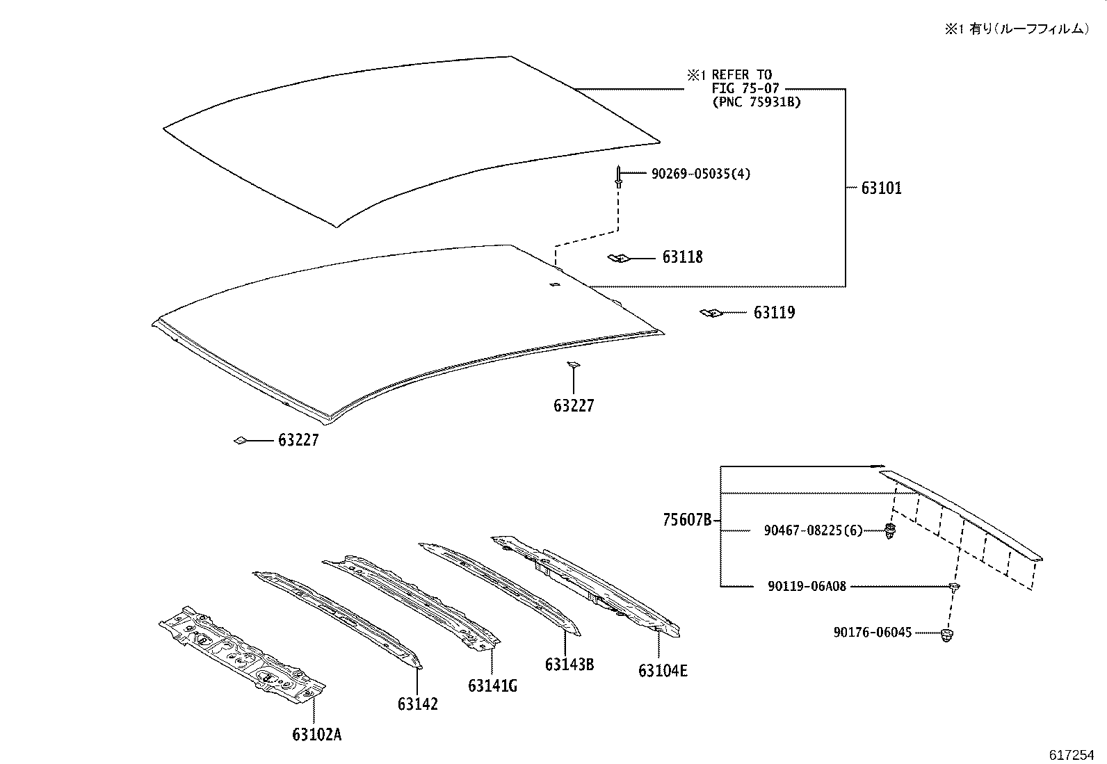 63101-52770 PANEL SUB-ASSY, ROOF product image