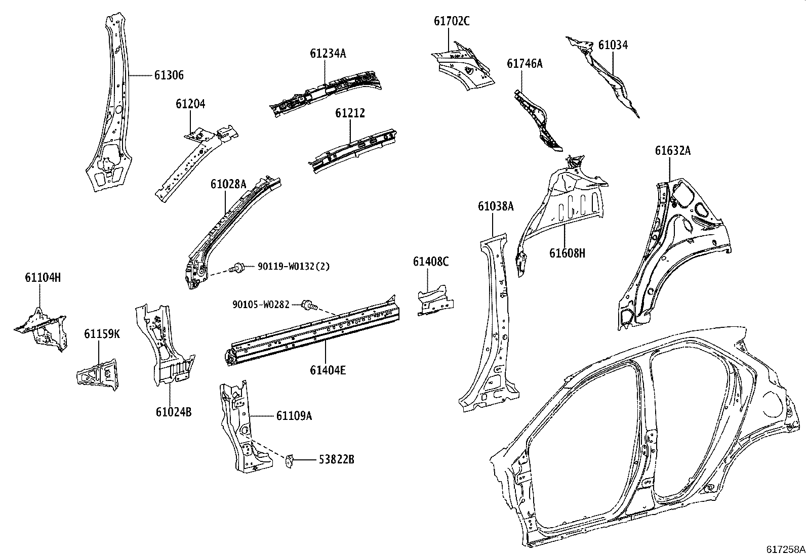 61631-0H080 PANEL, QUARTER WHEEL HOUSE, OUTER RH product image