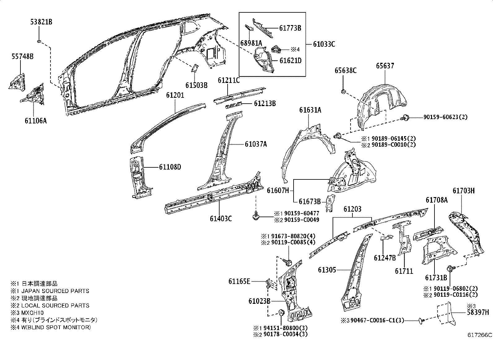 61202-0A030 RAIL SUB-ASSY, ROOF SIDE, LH product image