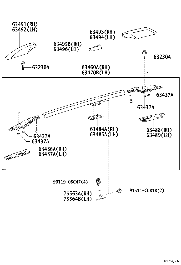 63203-60111 HOUSING SUB-ASSY, SLIDING ROOF product image