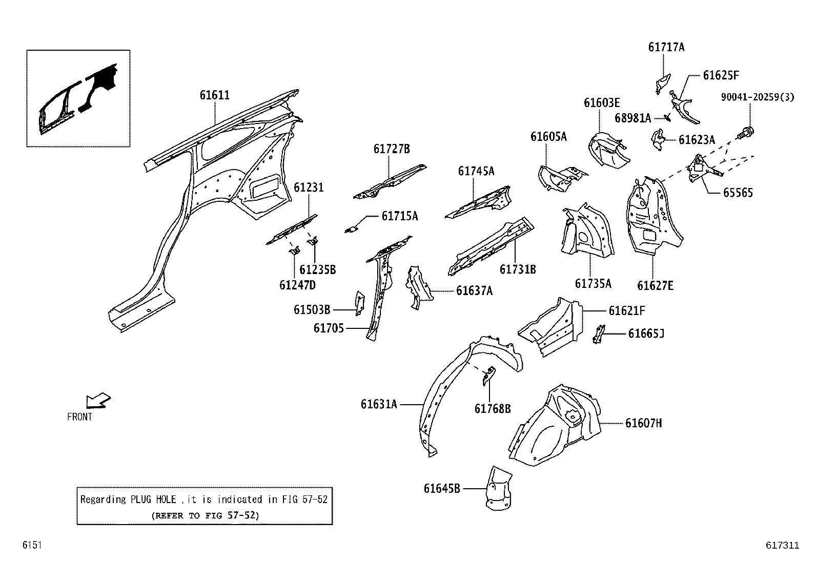 61611-BZ520 PANEL, QUARTER, RH product image