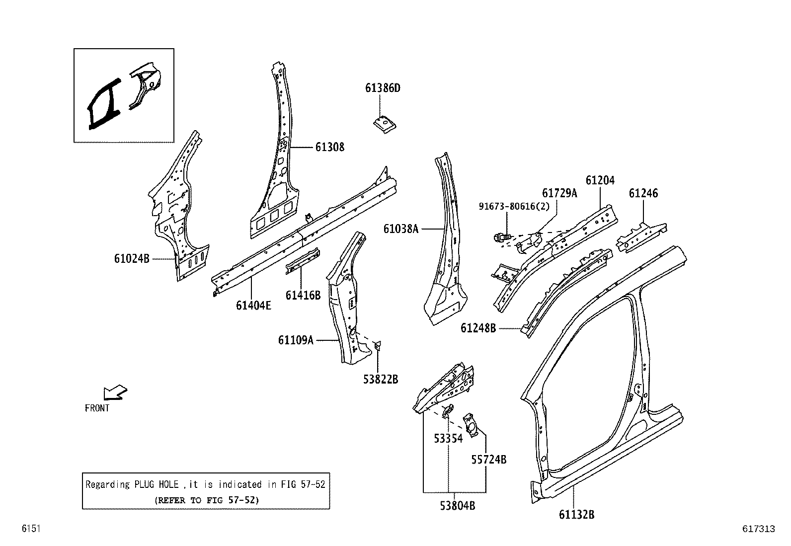 61611-BZ520 PANEL, QUARTER, RH product image