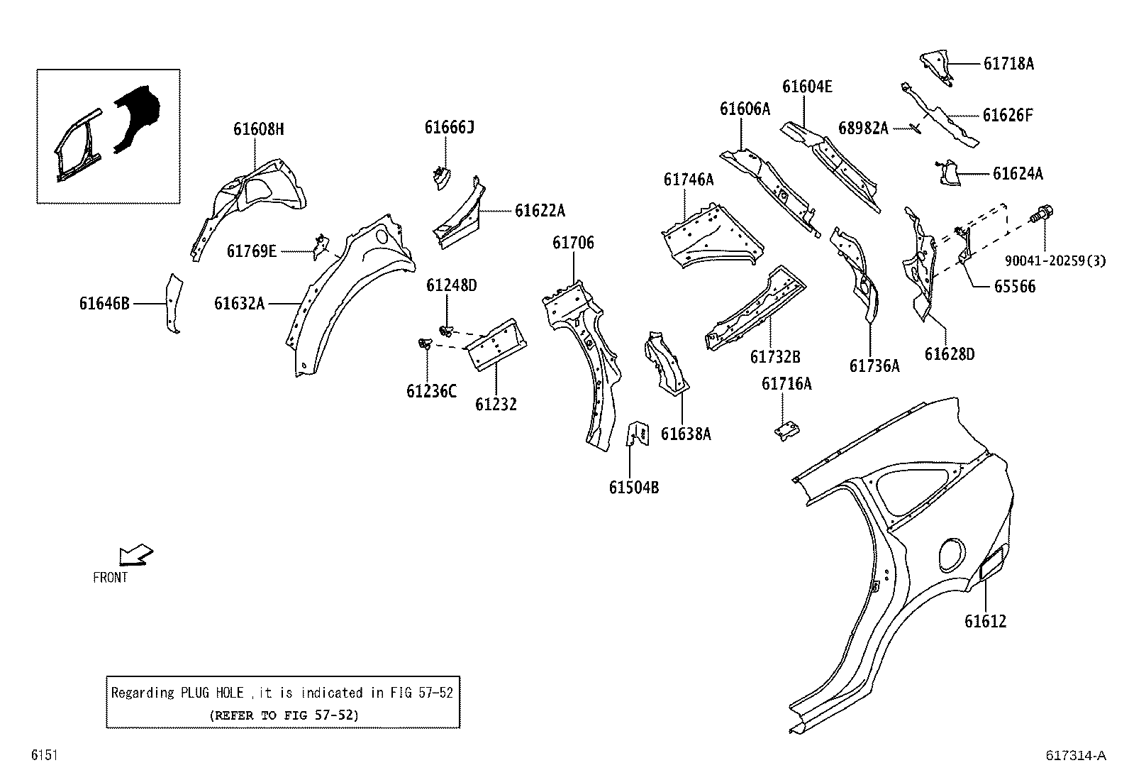 61611-BZ520 PANEL, QUARTER, RH product image