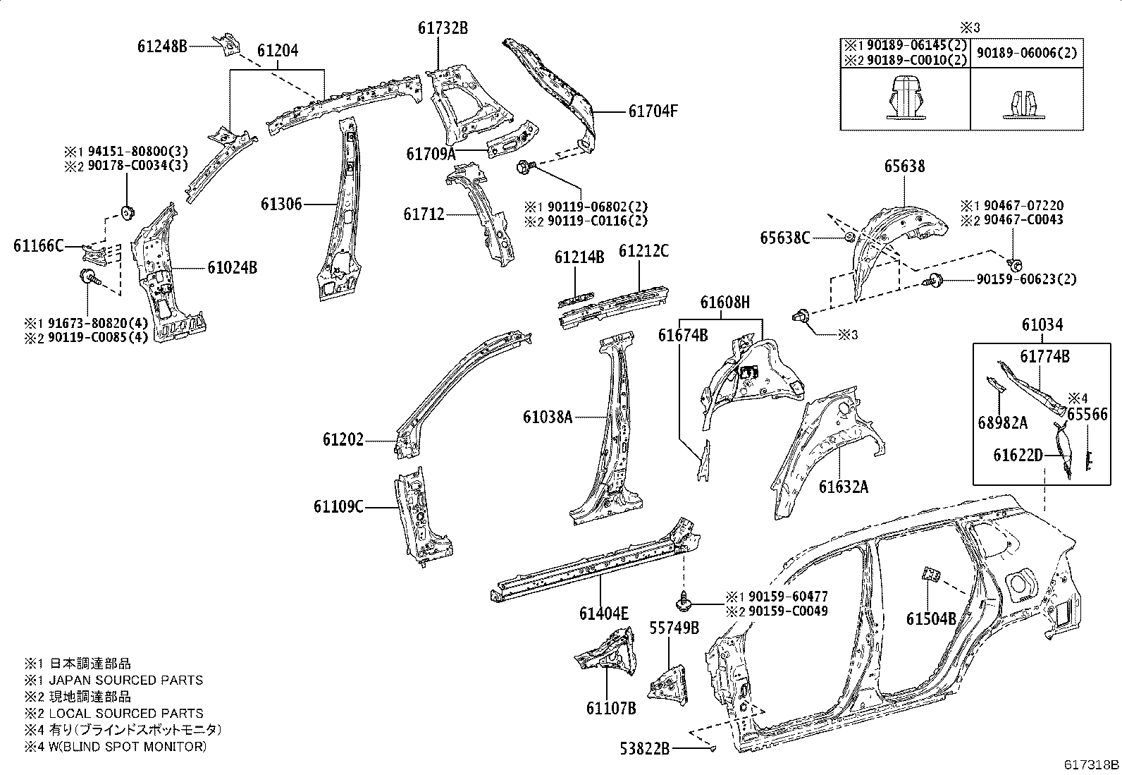 61202-0A040 RAIL SUB-ASSY, ROOF SIDE, LH product image