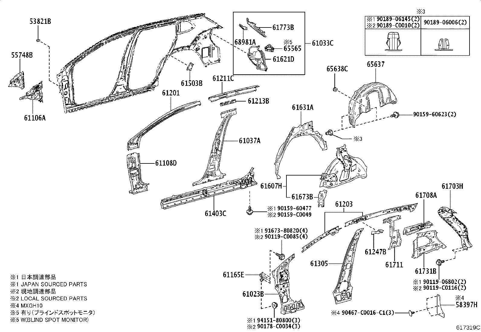 61202-0A040 RAIL SUB-ASSY, ROOF SIDE, LH product image