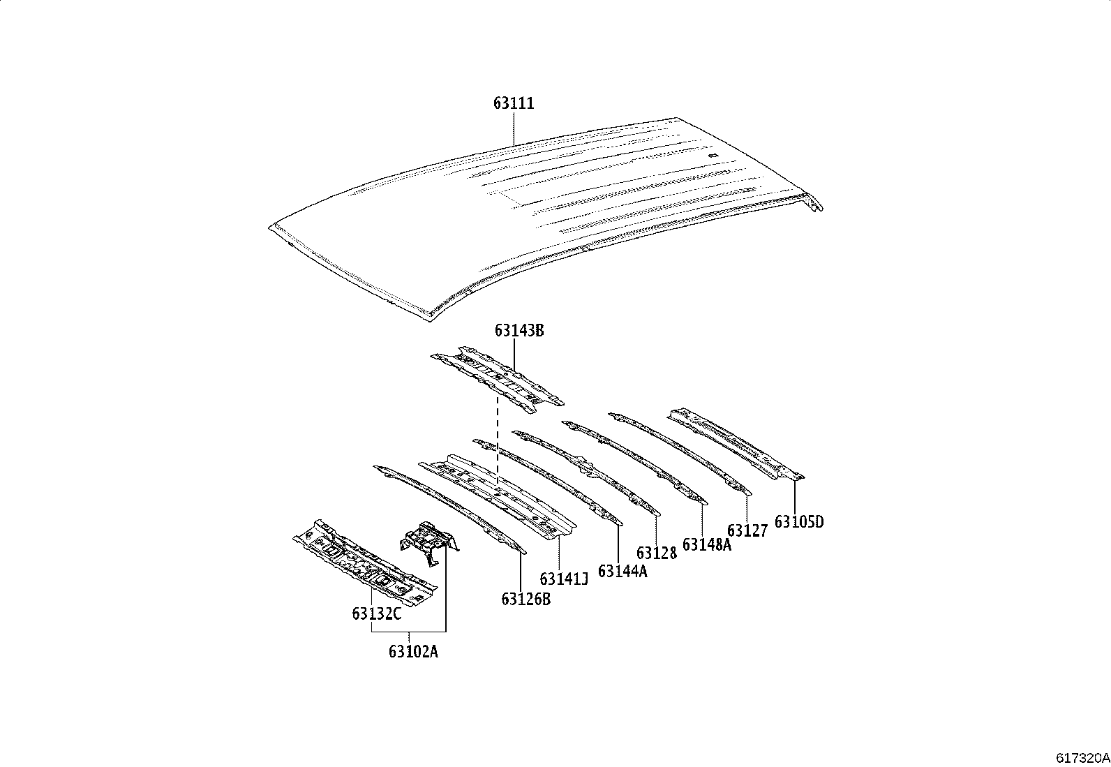 63201-0A110 PANEL SUB-ASSY, SLIDE ROOF product image
