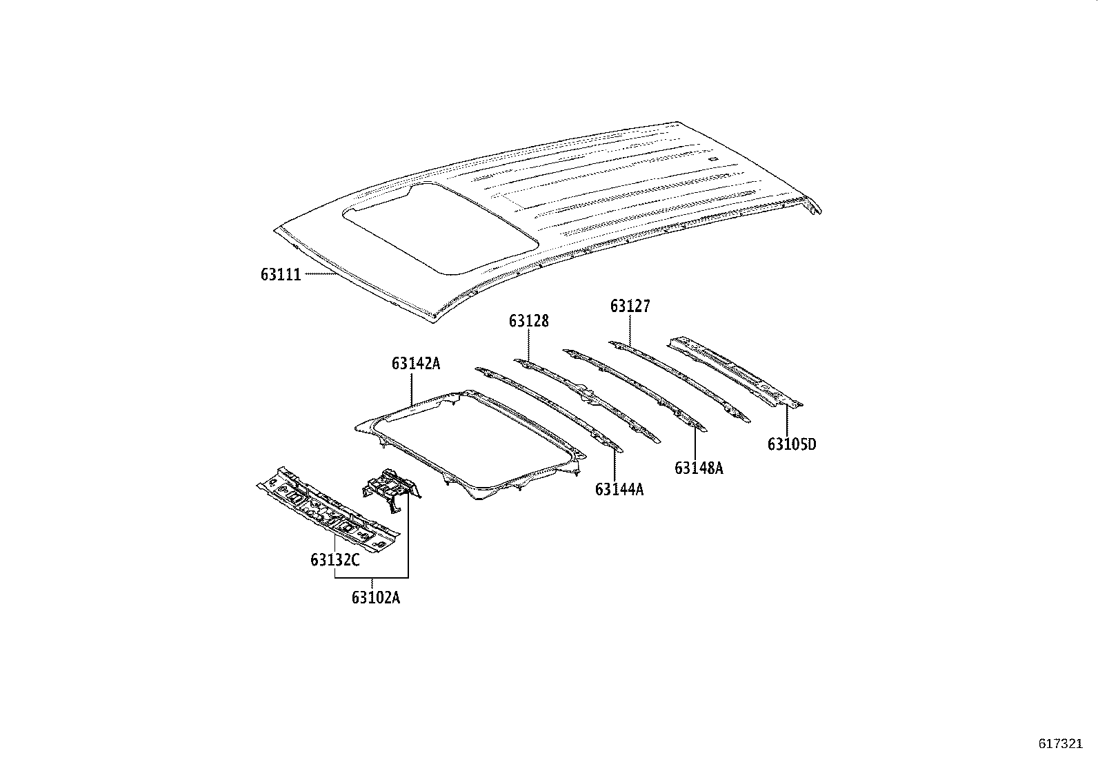 63201-0A110 PANEL SUB-ASSY, SLIDE ROOF product image