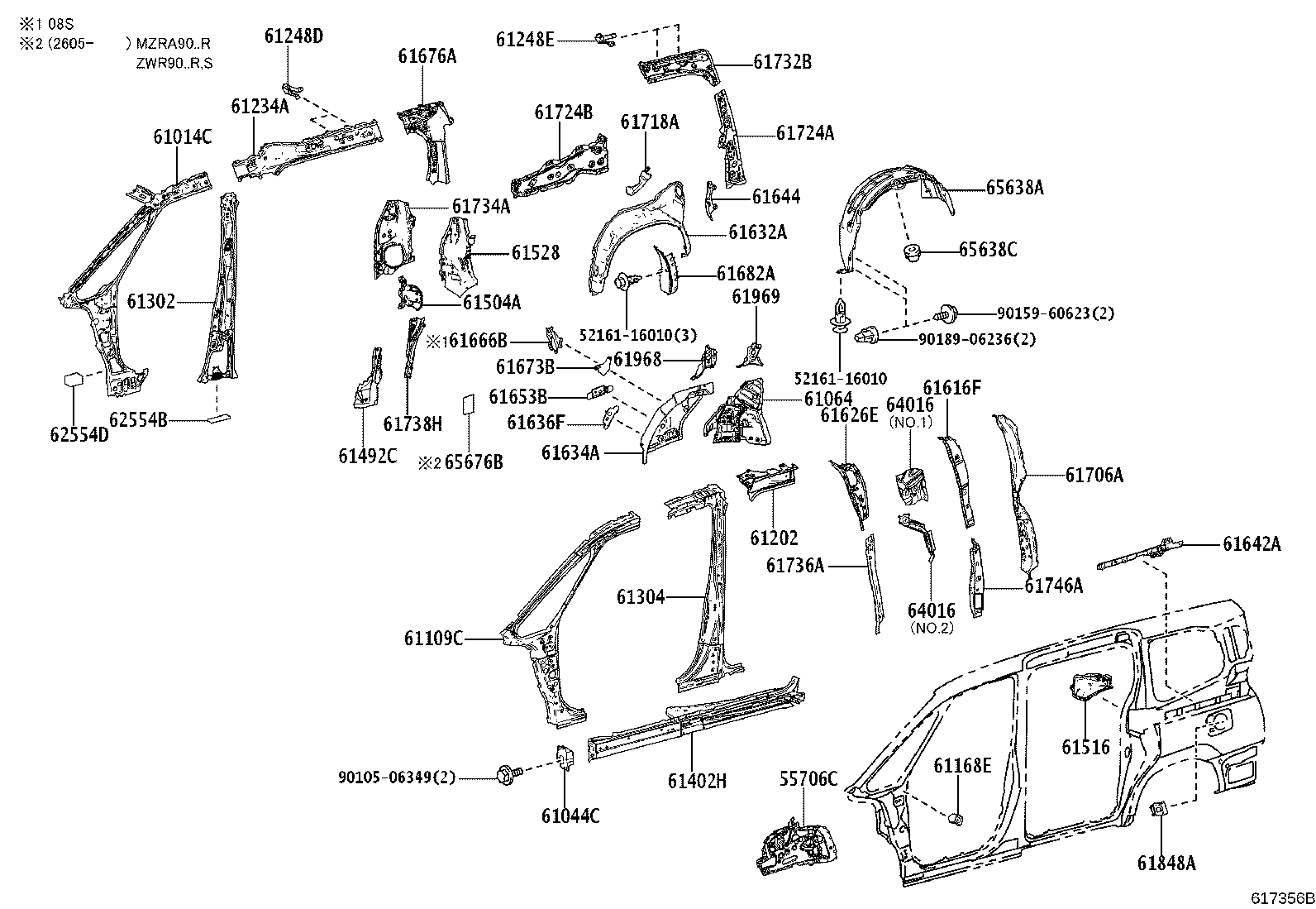 61201-V1010 RAIL SUB-ASSY, ROOF SIDE, RH product image