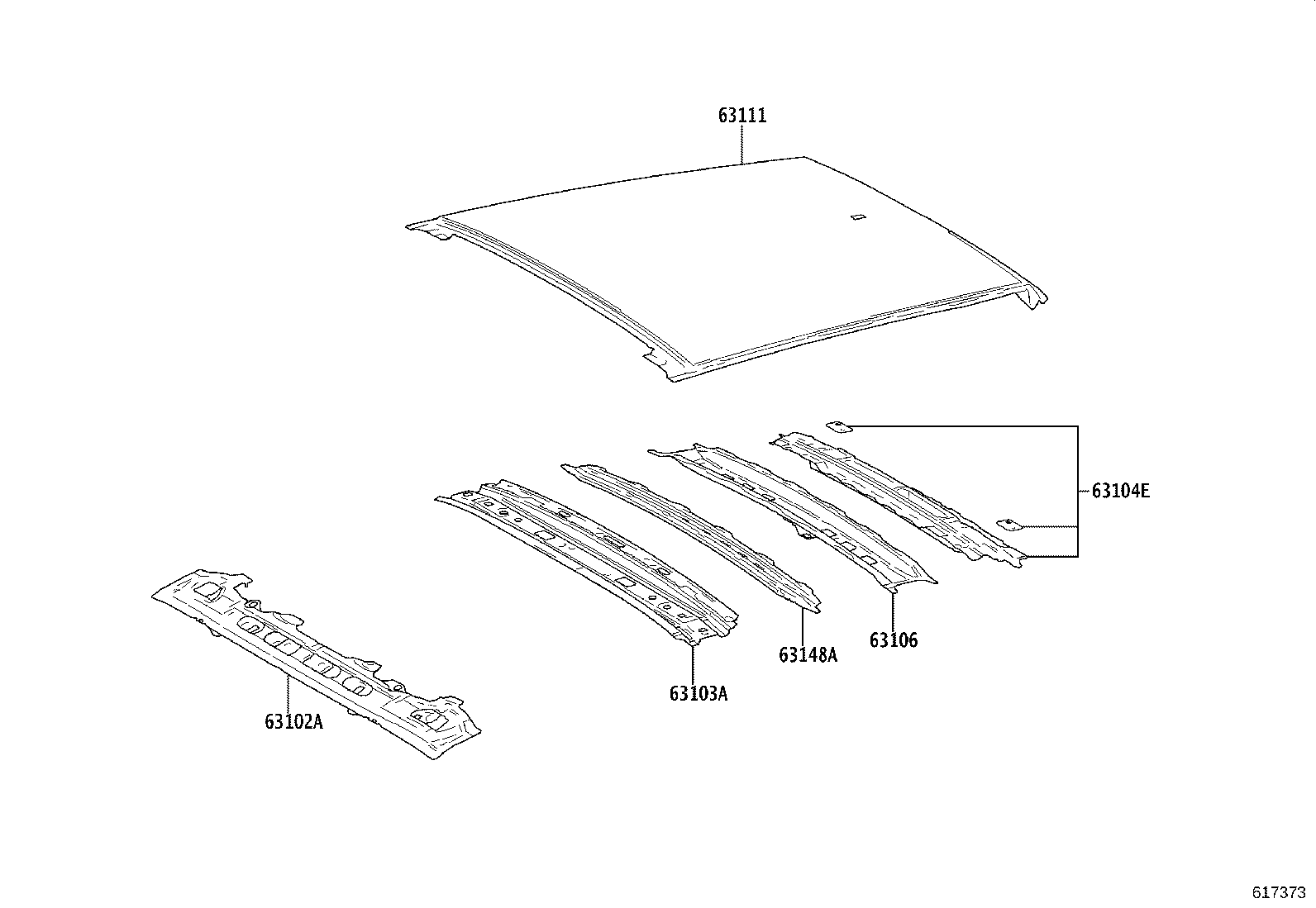 63113-0E030 PANEL, ROOF, REAR product image
