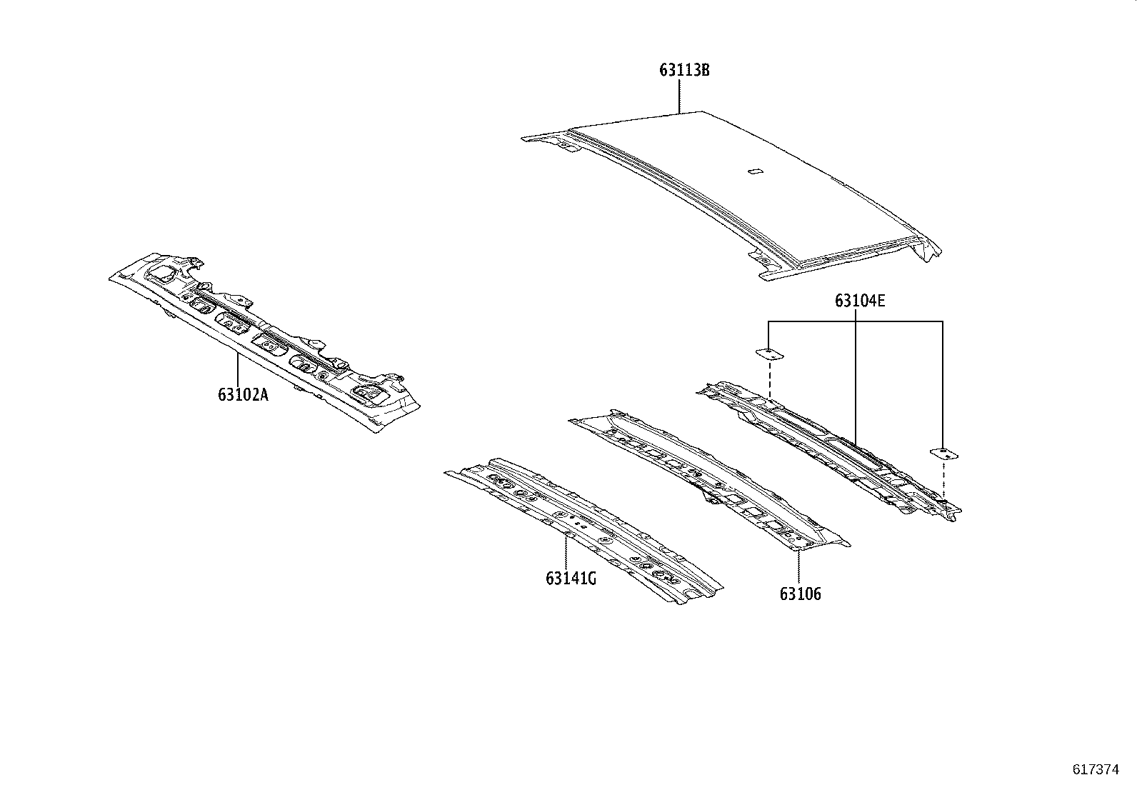 63113-0E030 PANEL, ROOF, REAR product image