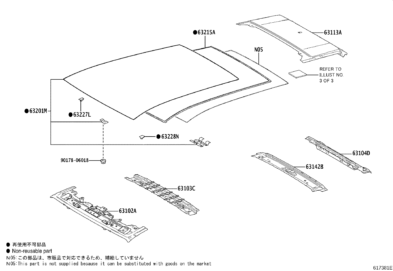 63111-42301 PANEL, ROOF product image