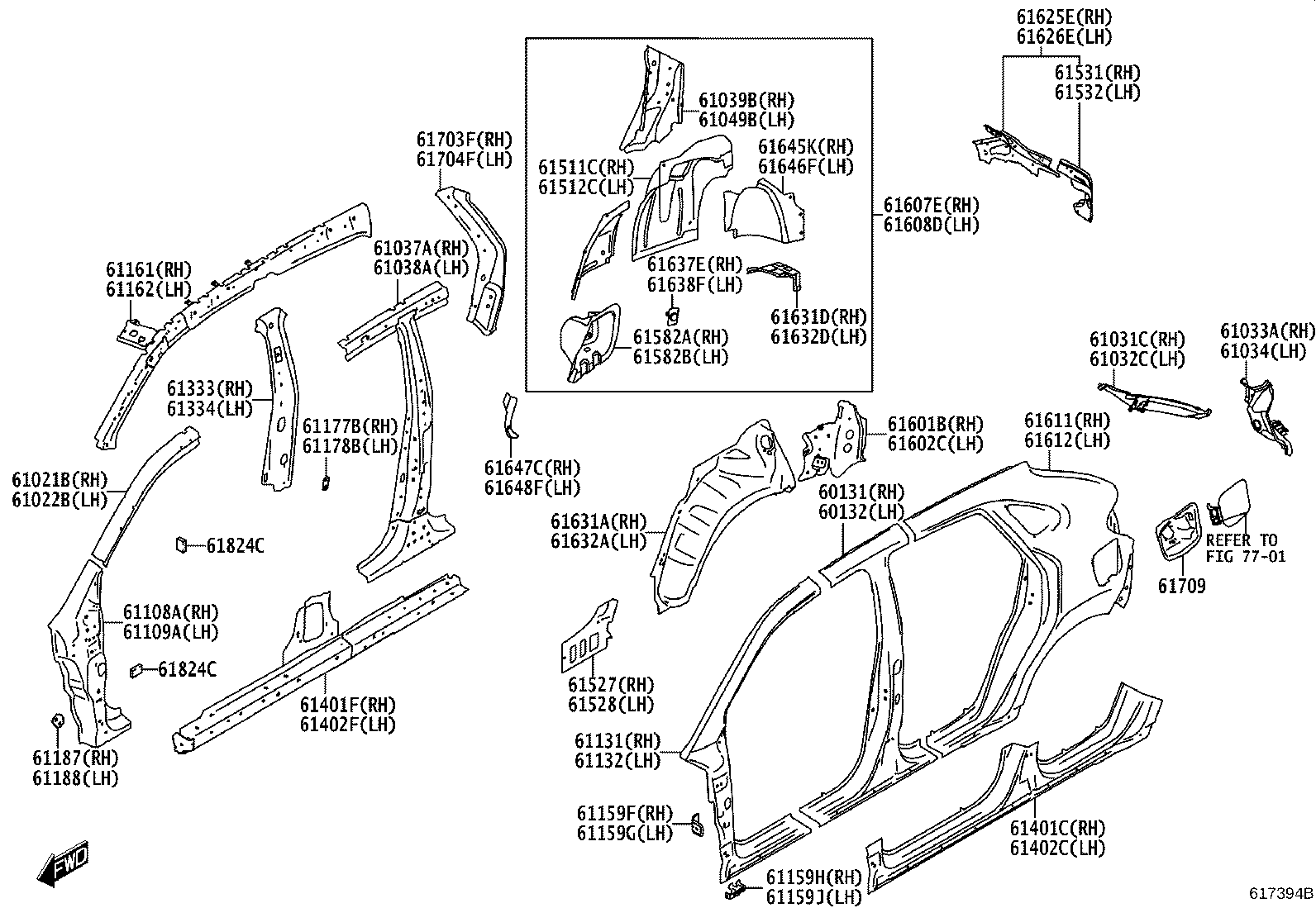 61203-WC007 PILLAR, FRONT BODY, UPPER INNER RH product image