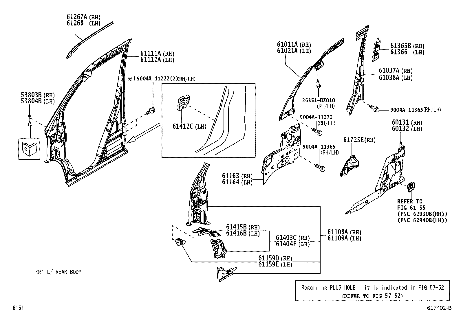 61007-BZ150 PILLAR SUB-ASSY, NO.1 RH product image