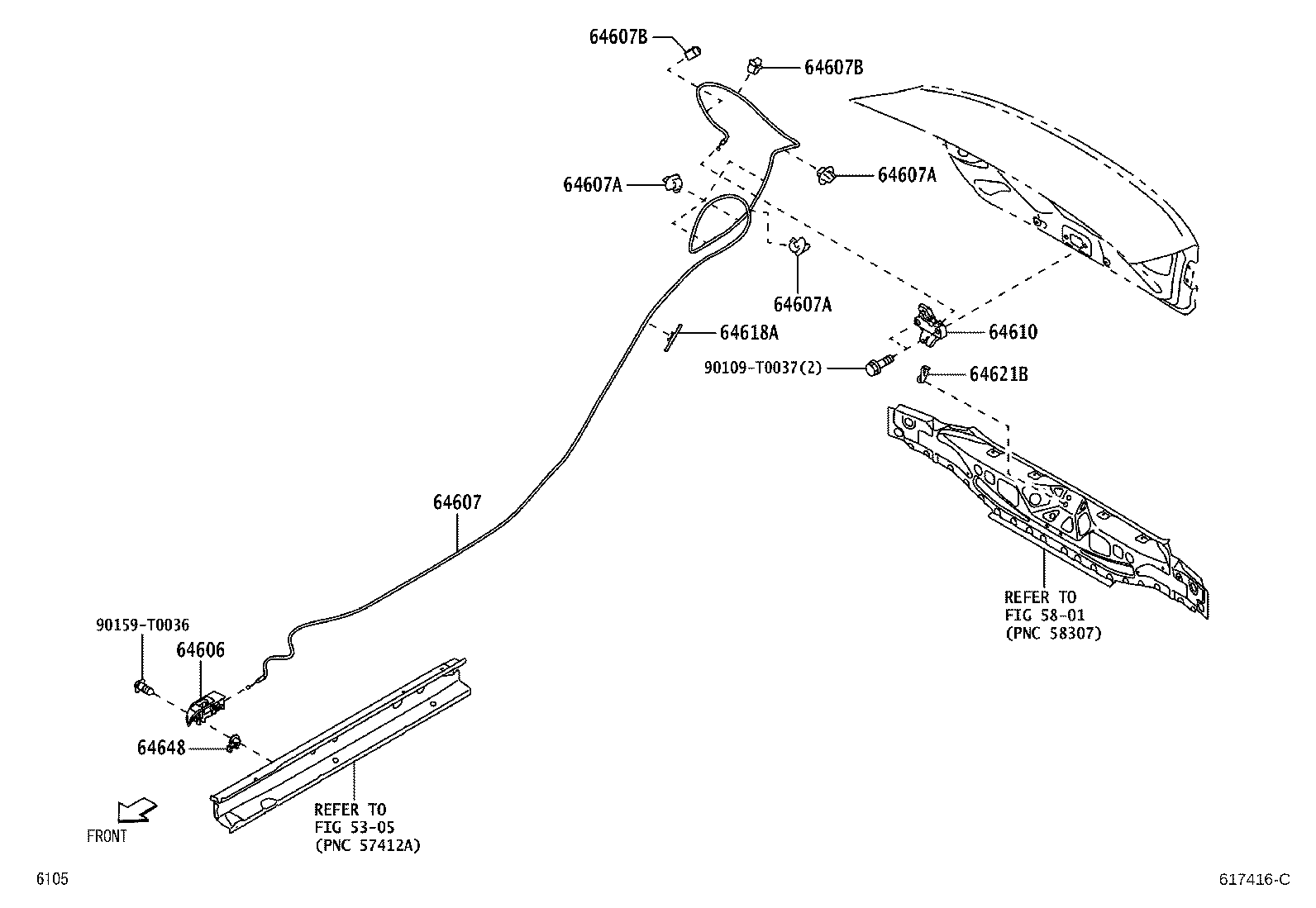 64532-BZ040 BAR, LUGGAGE DOOR HINGE TORSION, LH product image