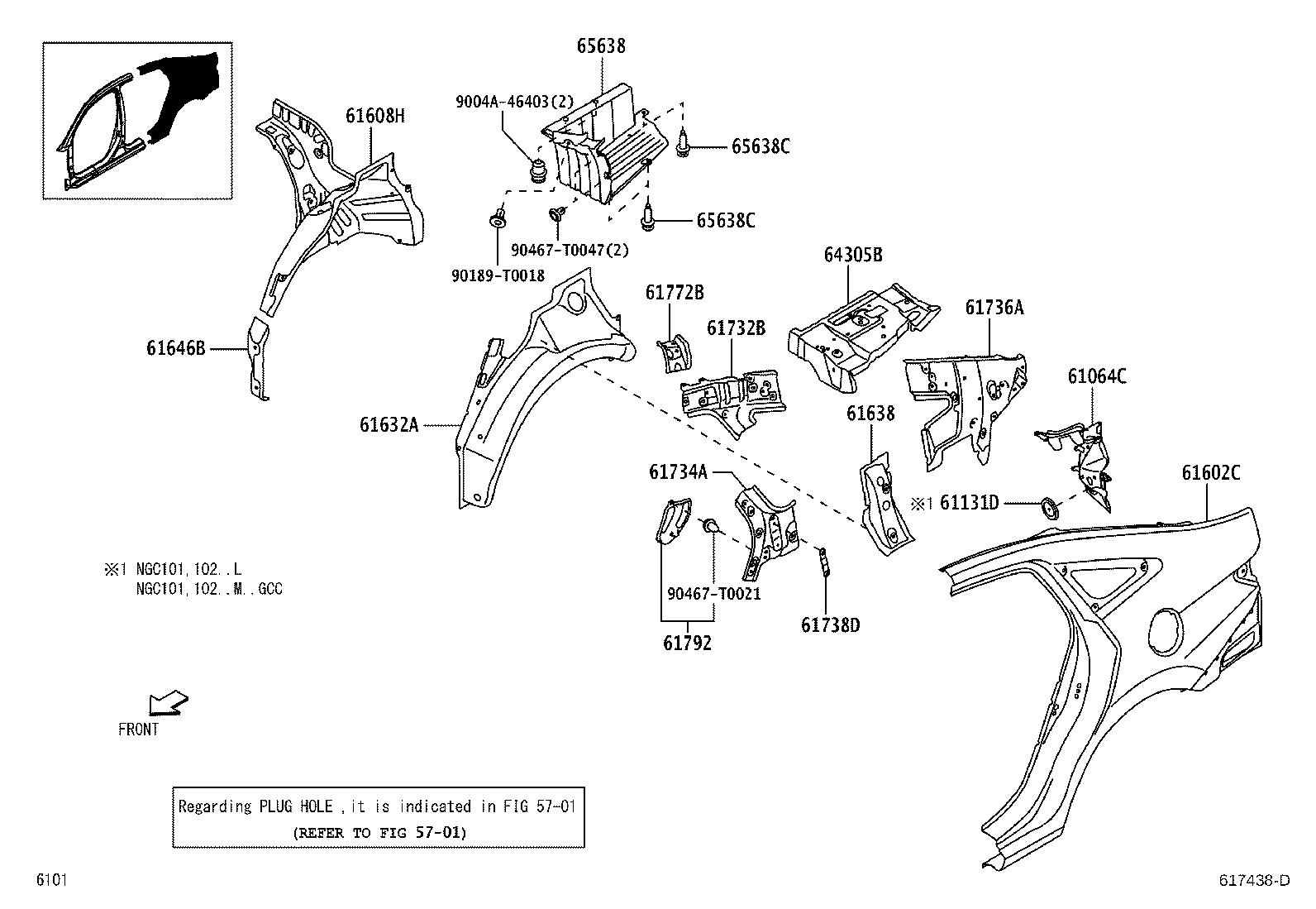 65638-BZ310 LINER, REAR WHEEL HOUSE, LH product image