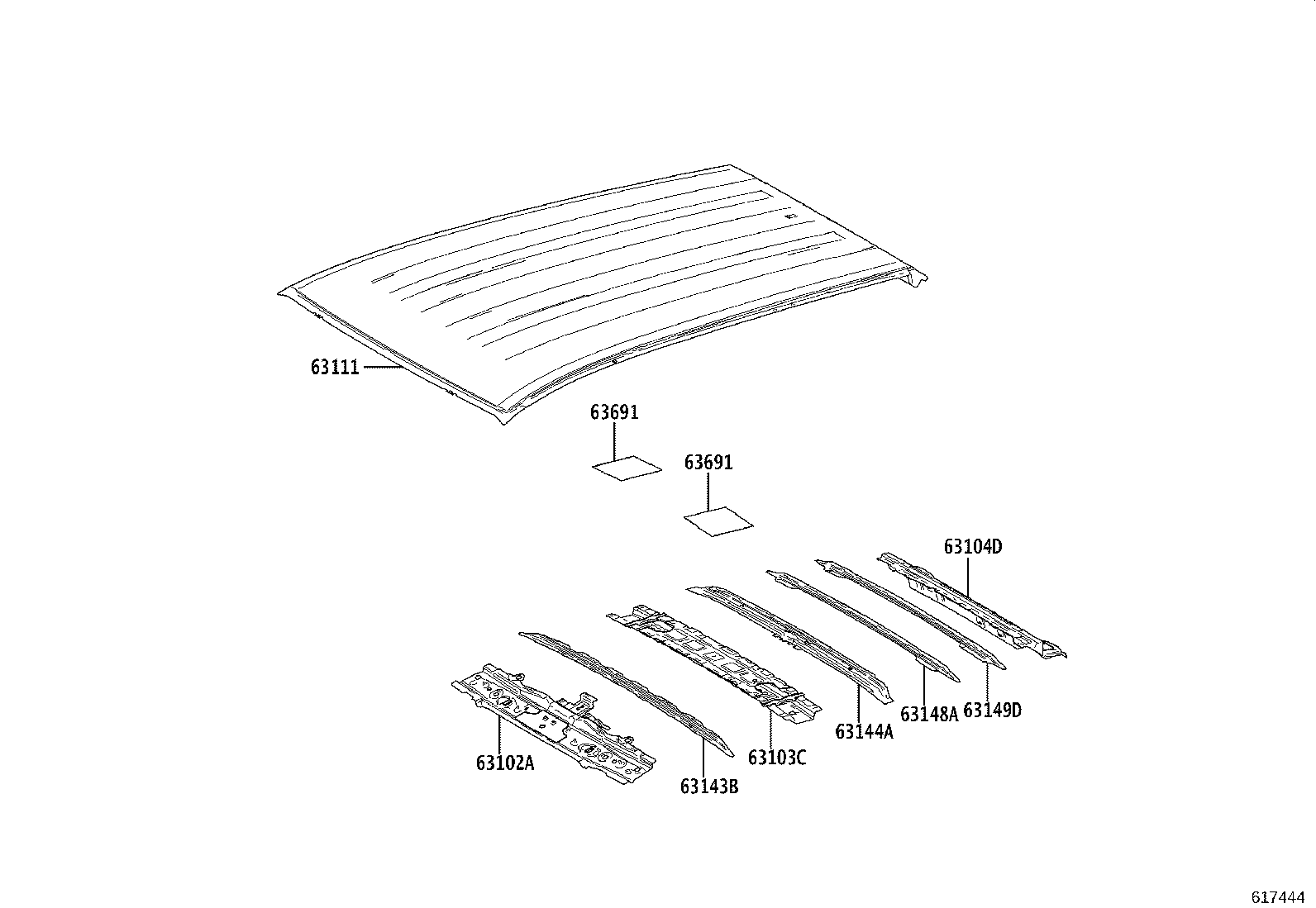 63149-0R110 REINFORCEMENT, ROOF PANEL, NO.8 product image