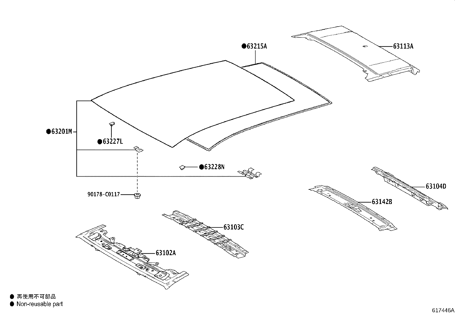 63149-0R110 REINFORCEMENT, ROOF PANEL, NO.8 product image