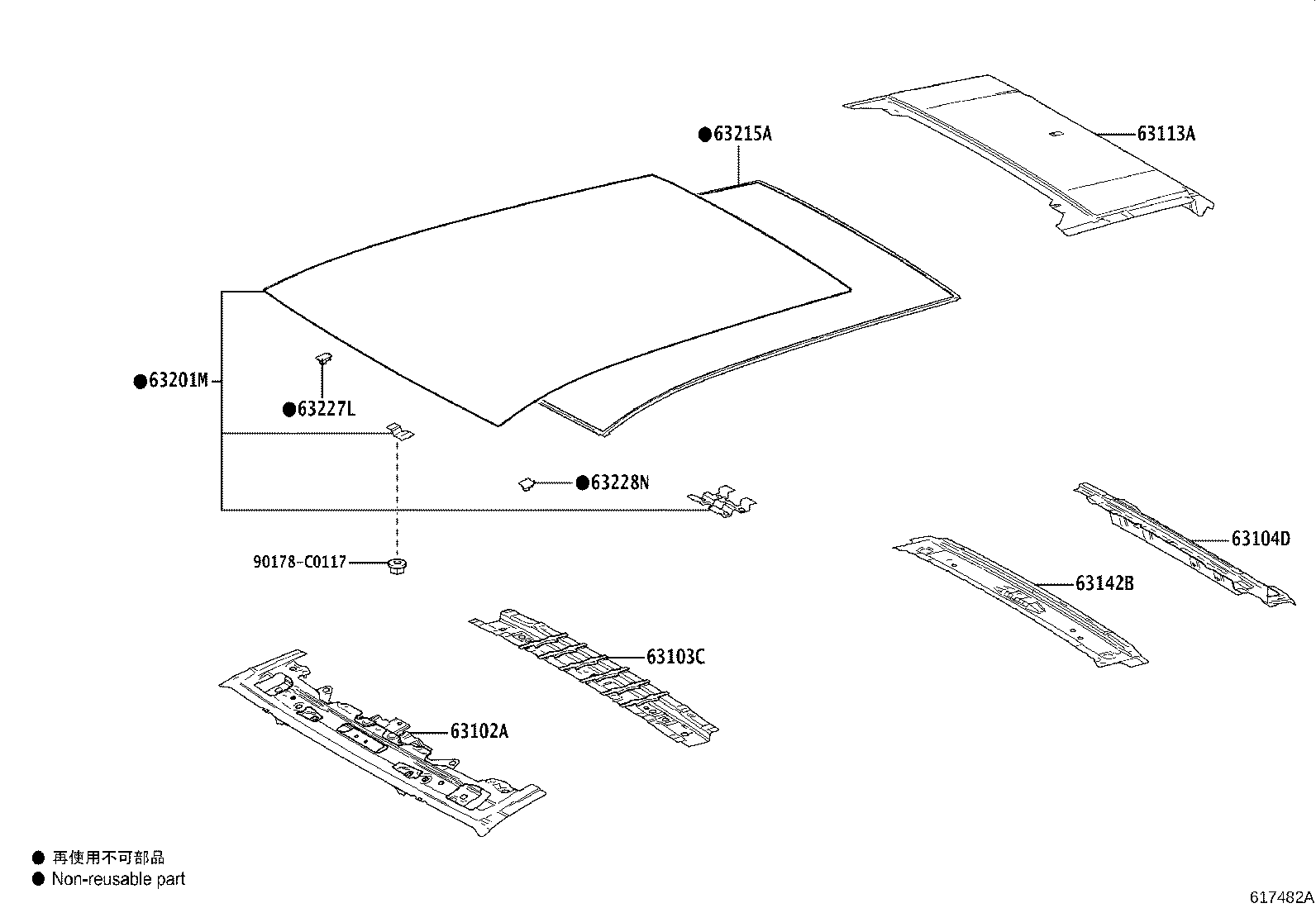 63149-0R100 REINFORCEMENT, ROOF PANEL, NO.8 product image