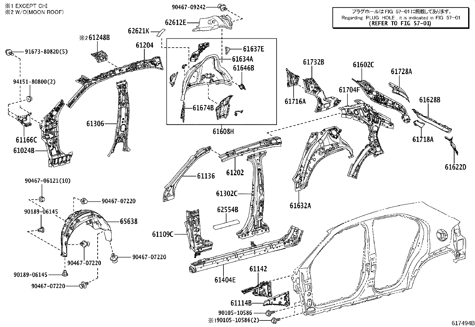 61601-76020 PANEL SUB-ASSY, QUARTER, RH product image