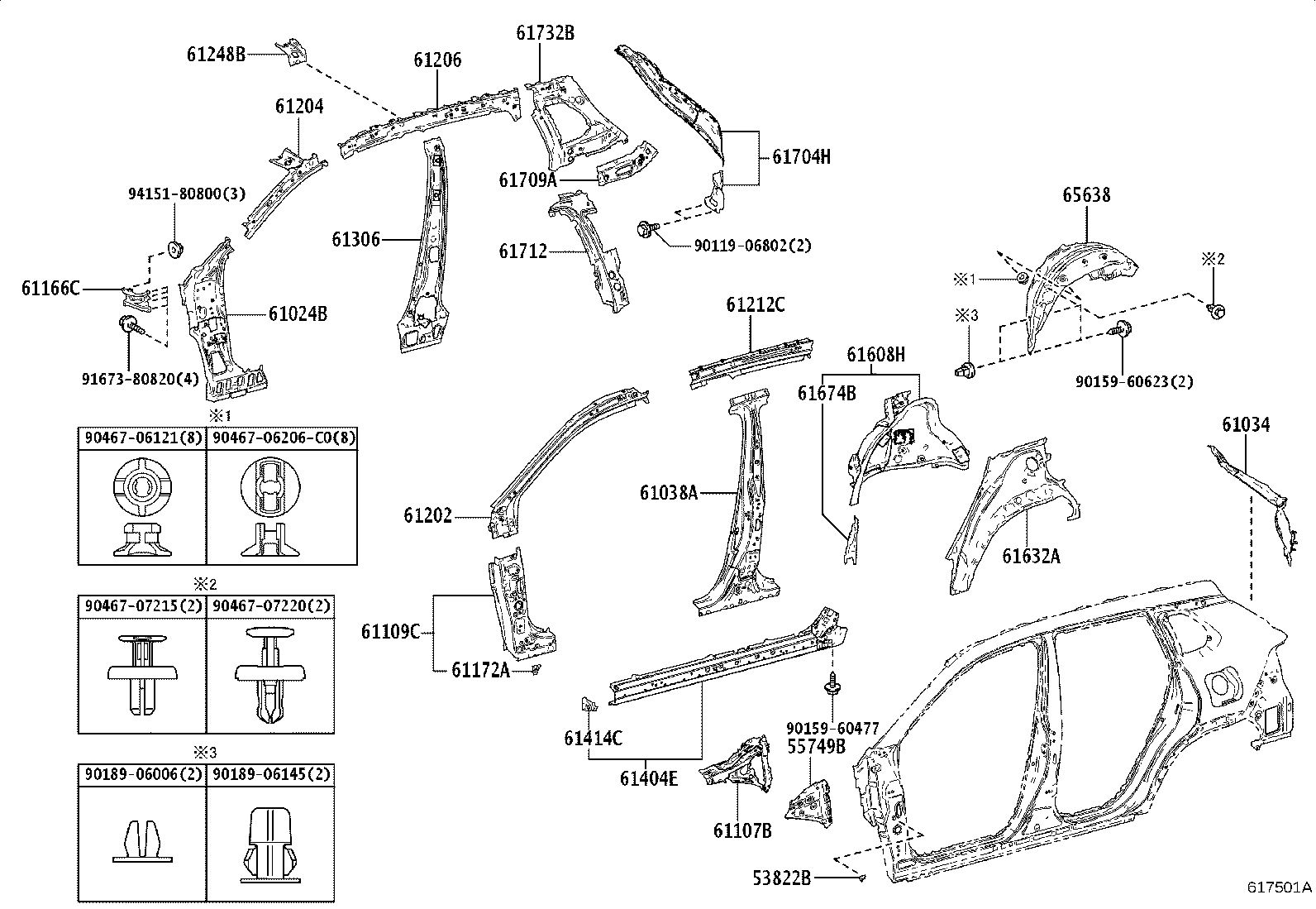 61027-16080 PILLAR SUB-ASSY, FRONT BODY, OUTER RH product image