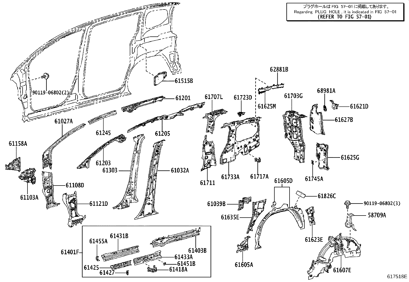 61027-52904 PILLAR SUB-ASSY, FRONT BODY, OUTER RH product image
