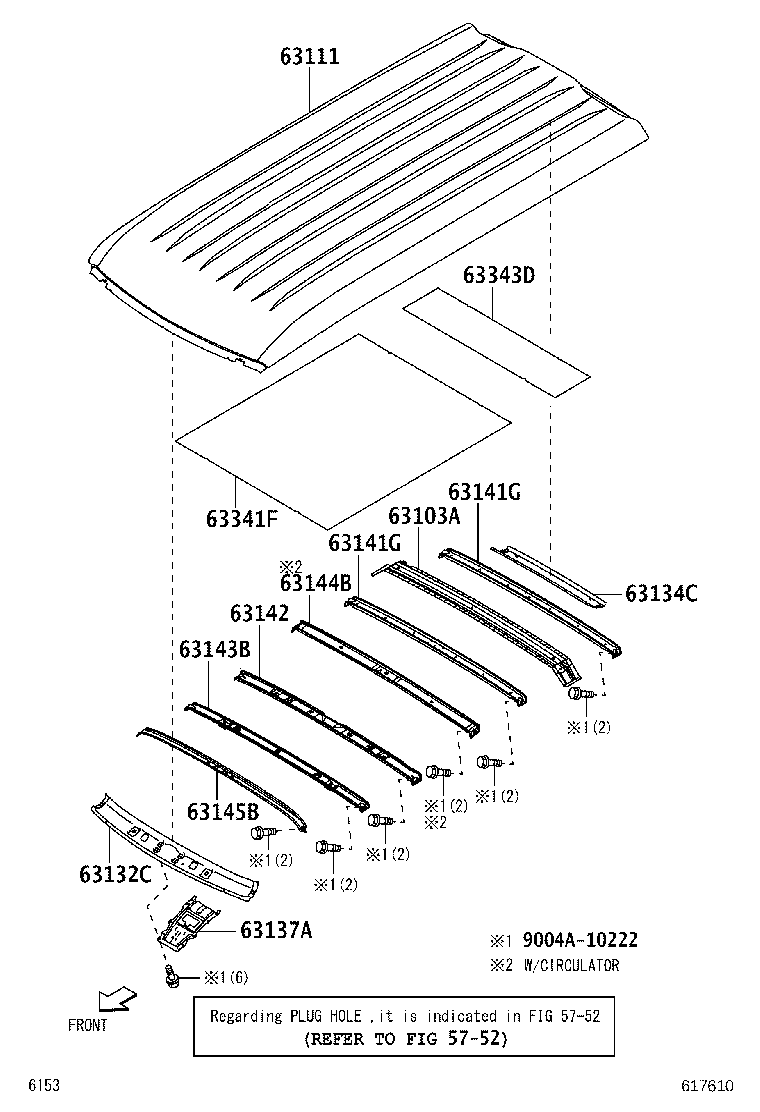 63142-BZ260 REINFORCEMENT, ROOF PANEL, NO.2 product image