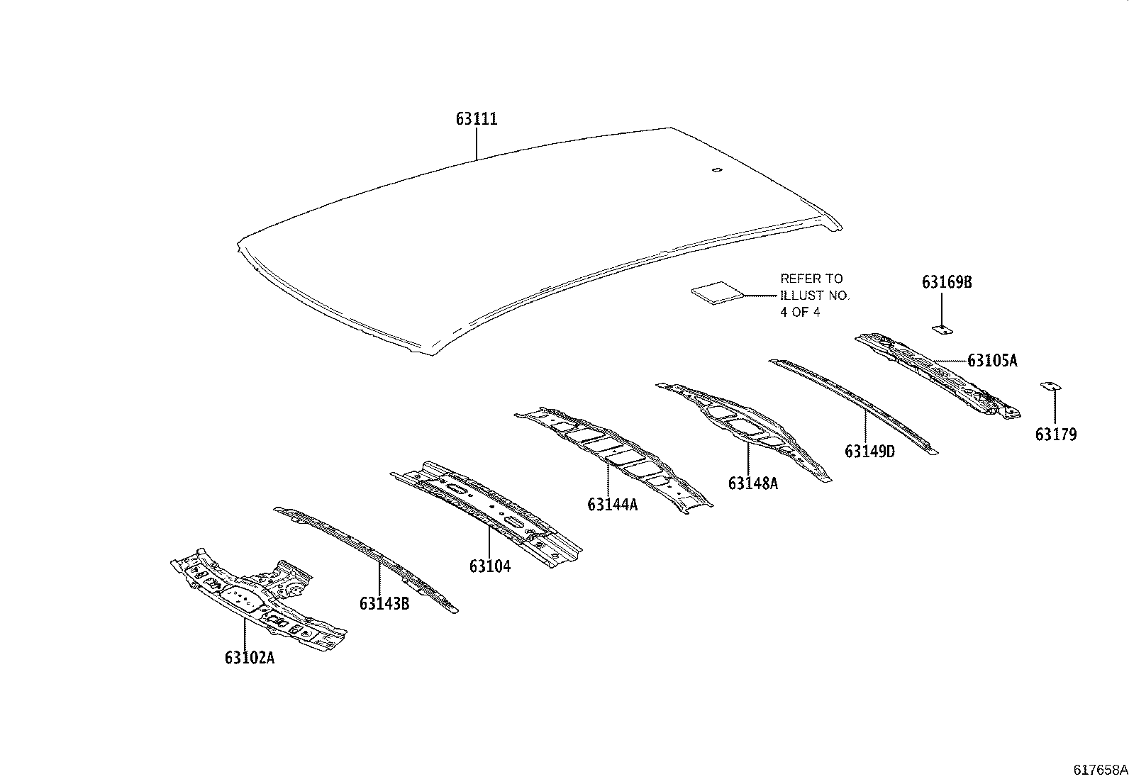 63103-48090 REINFORCEMENT SUB-ASSY, ROOF PANEL, CENTER product image