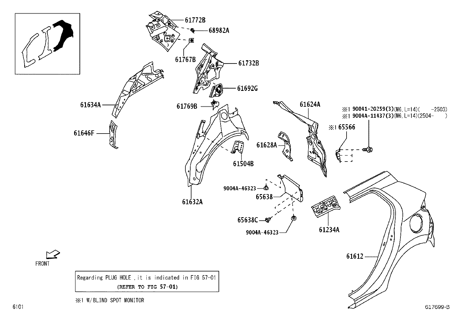 61027-BZ020 PILLAR SUB-ASSY, FRONT BODY, OUTER RH product image