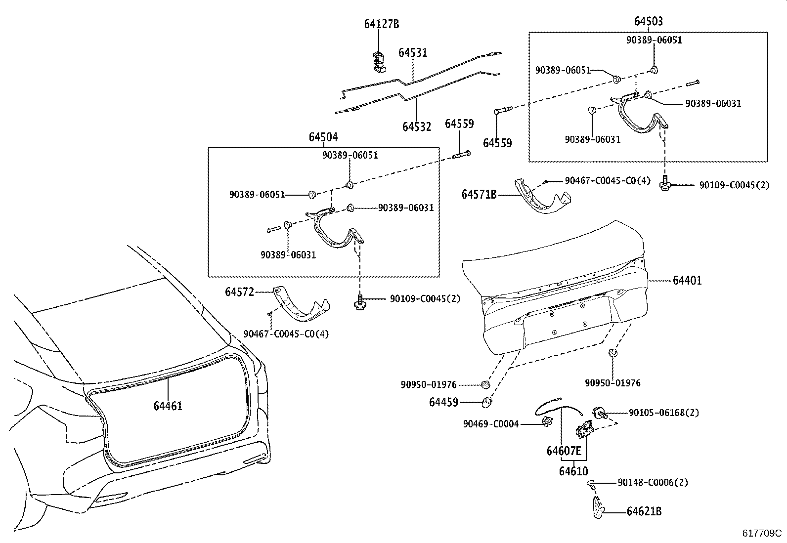 64532-03010 BAR, LUGGAGE DOOR HINGE TORSION, LH product image