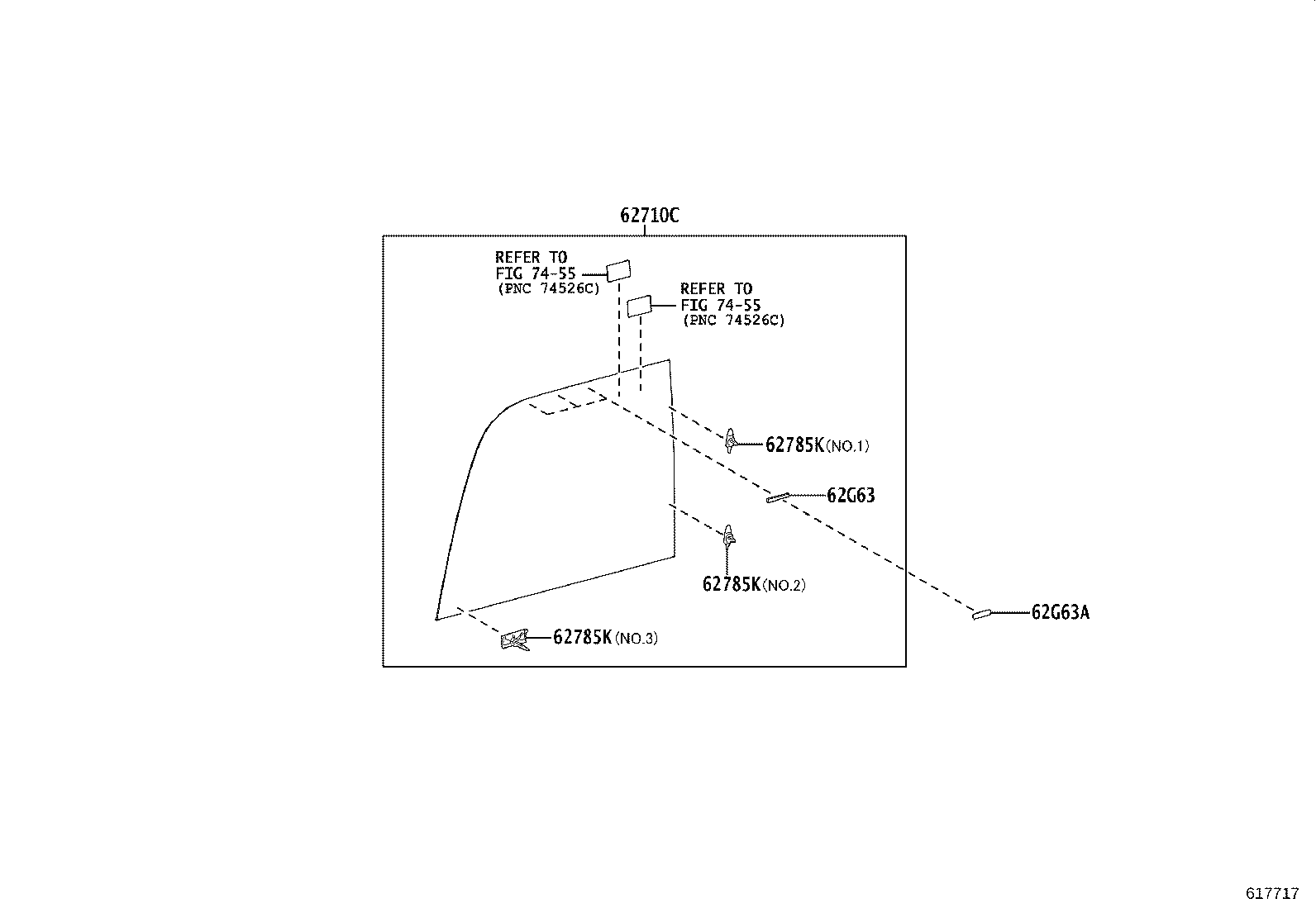 62785-36020 SPACER, QUARTER WINDOW GLASS product image